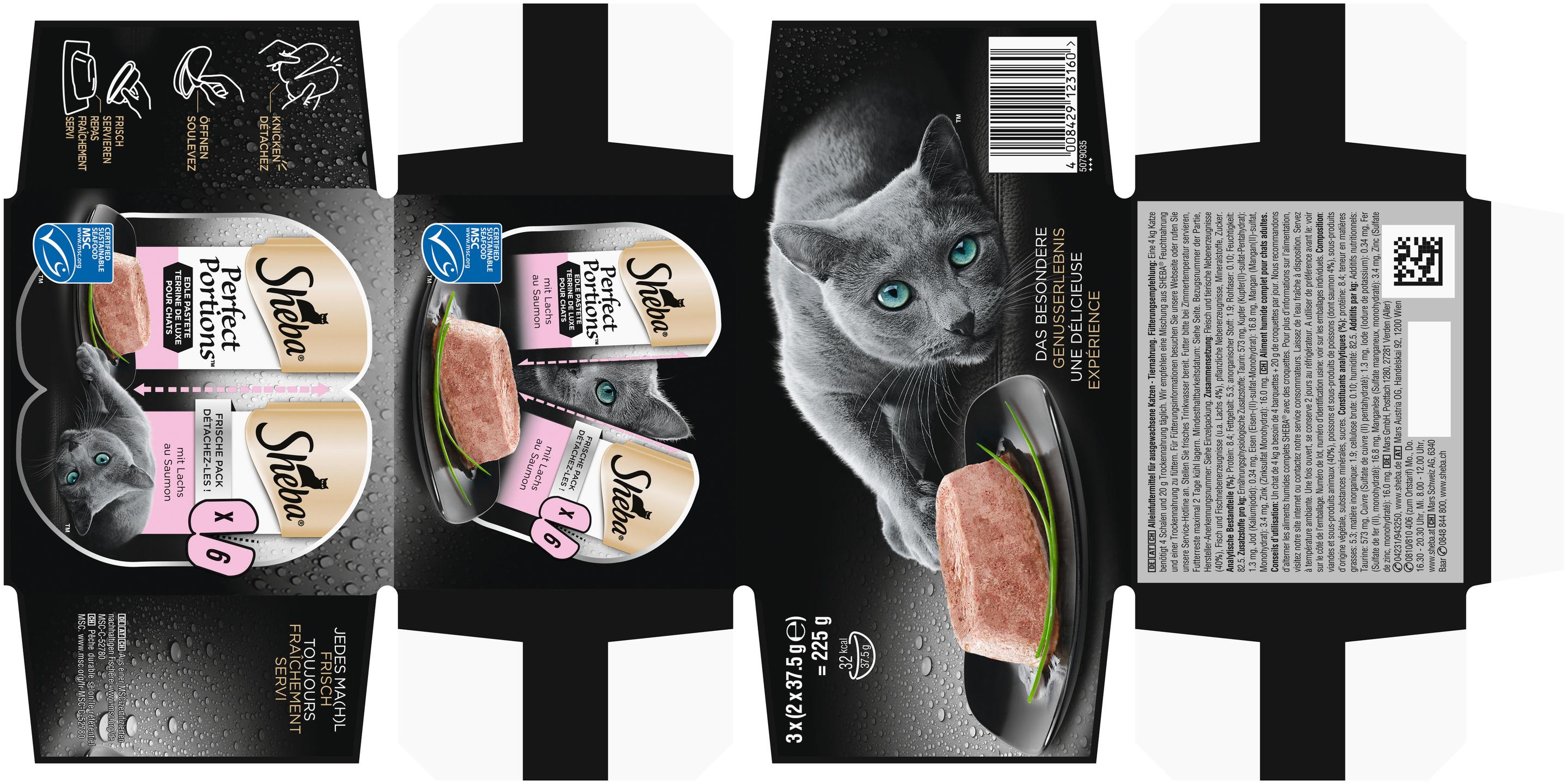 Produktbild SHEBA® Perfect Portions™ Edle Pastete mit Lachs Portionsbeutel 8 von 12