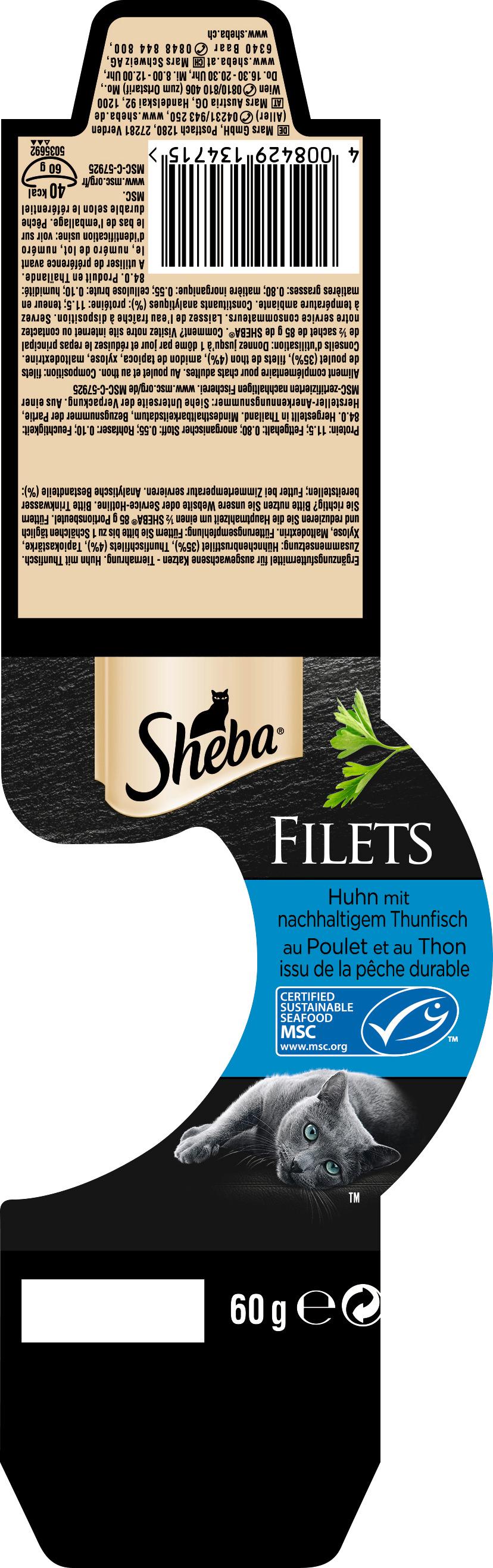Produktbild SHEBA® Schale Filets Huhn mit Thunfisch MSC 10 von 13