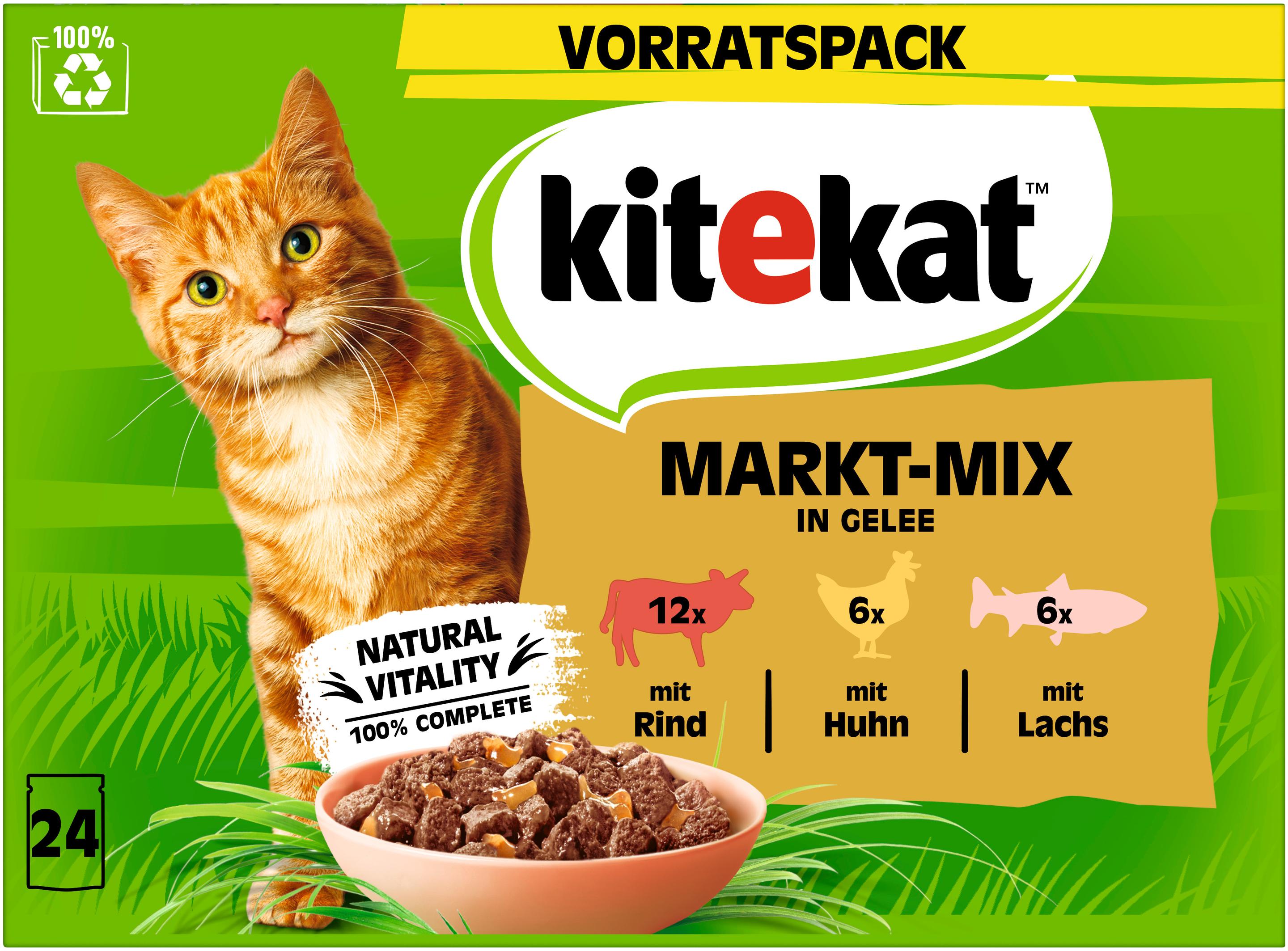 Kitekat Katzennassfutter Markt-Mix in Gelee Vorratspack