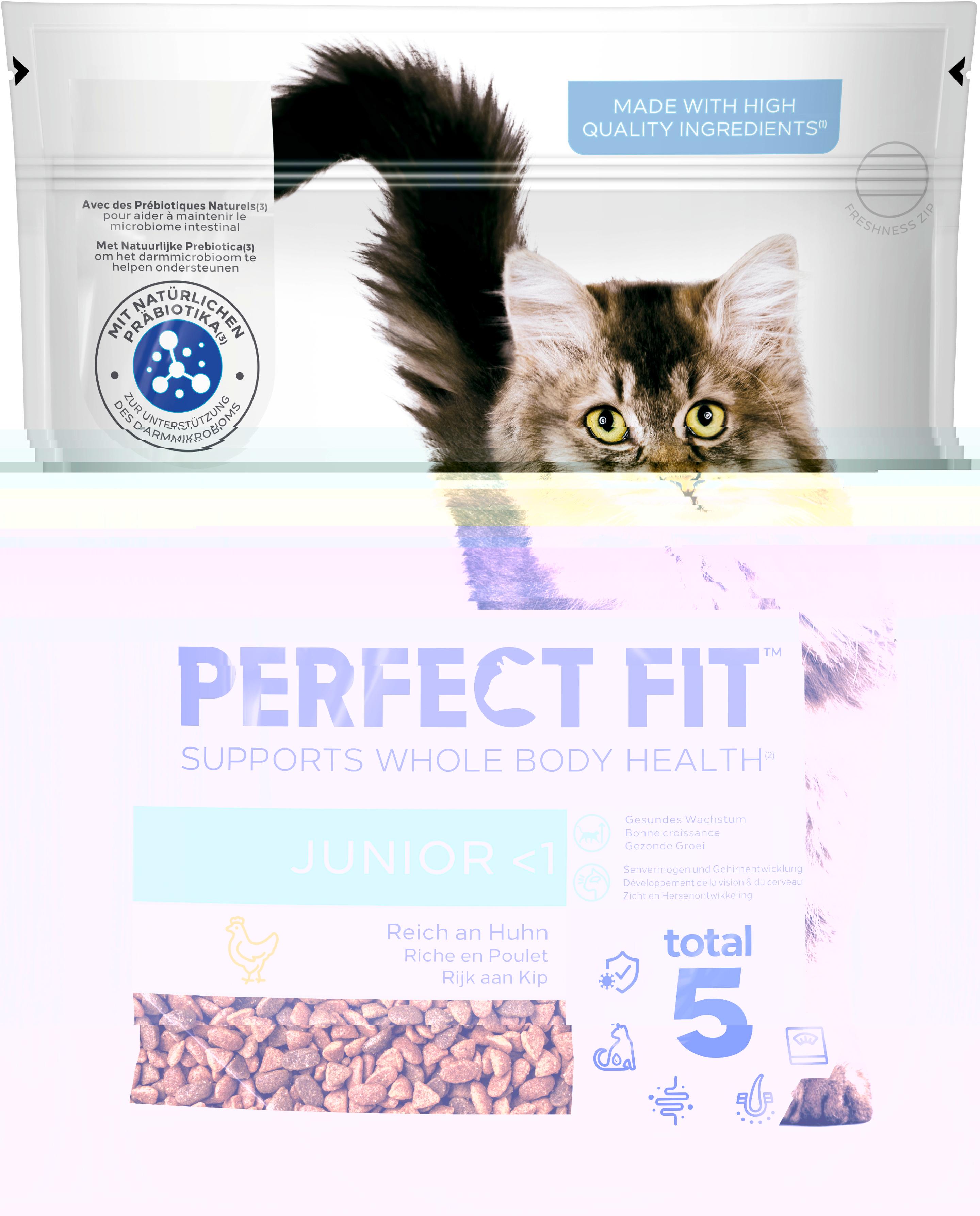 PERFECT FIT™ Katzentrockenfutter Beutel Junior<1 mit Huhn