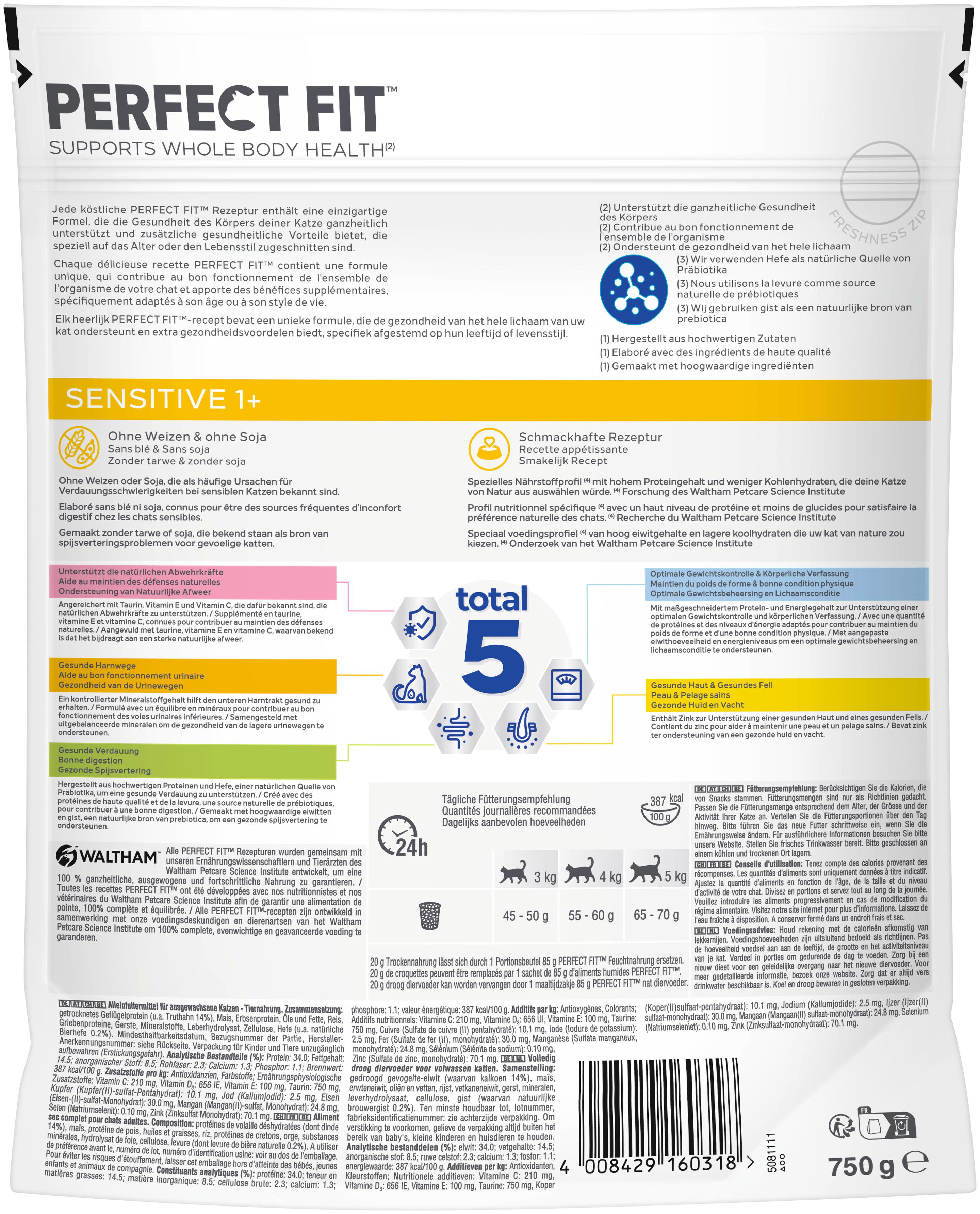 Produktbild PERFECT FIT™ Katzentrockenfutter Beutel Sensitive 1+ mit Truthahn 2 von 3