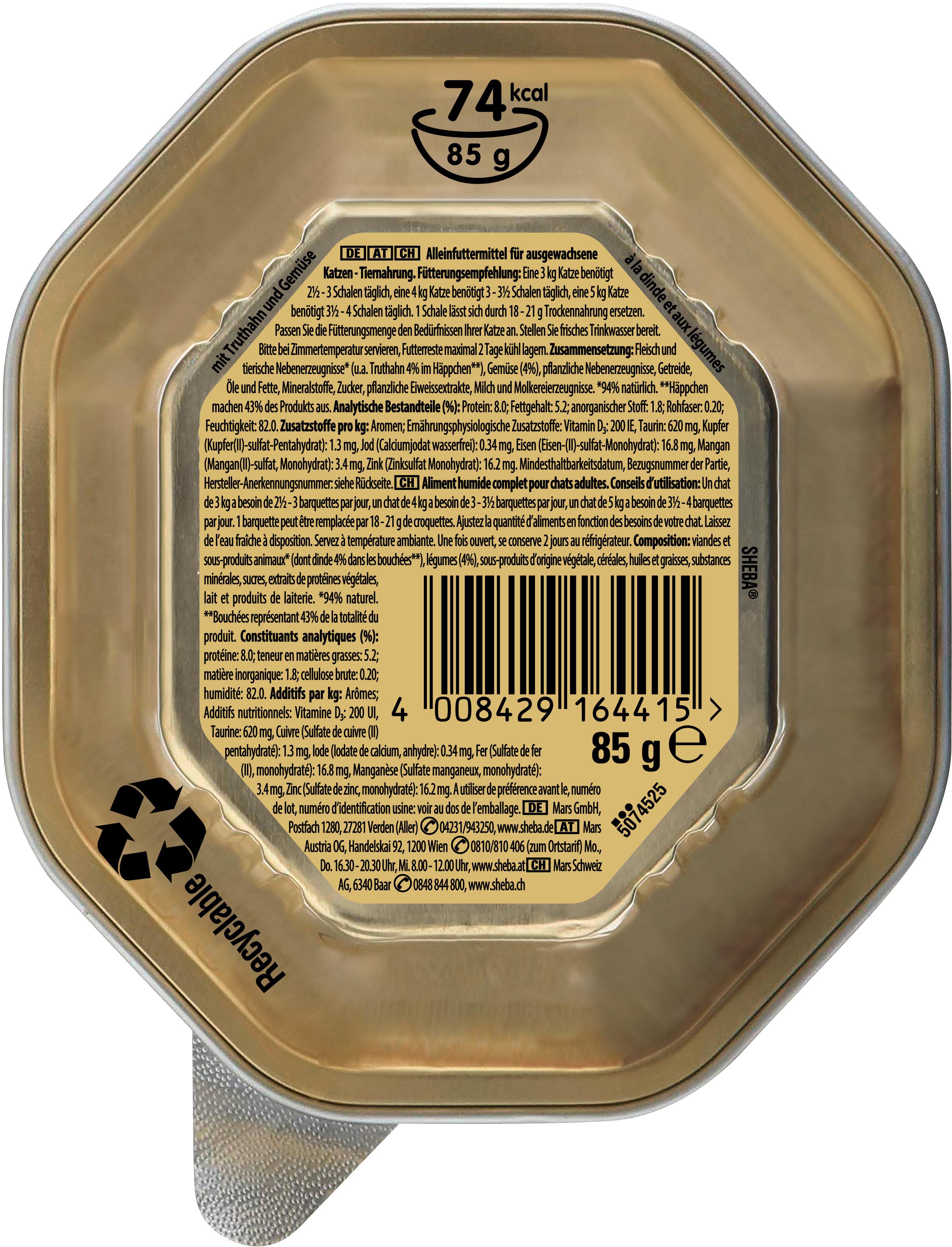 Produktbild SHEBA® Schale Sauce Spéciale Frikassee mit Truthahn und Gemüse 85g 2 von 12