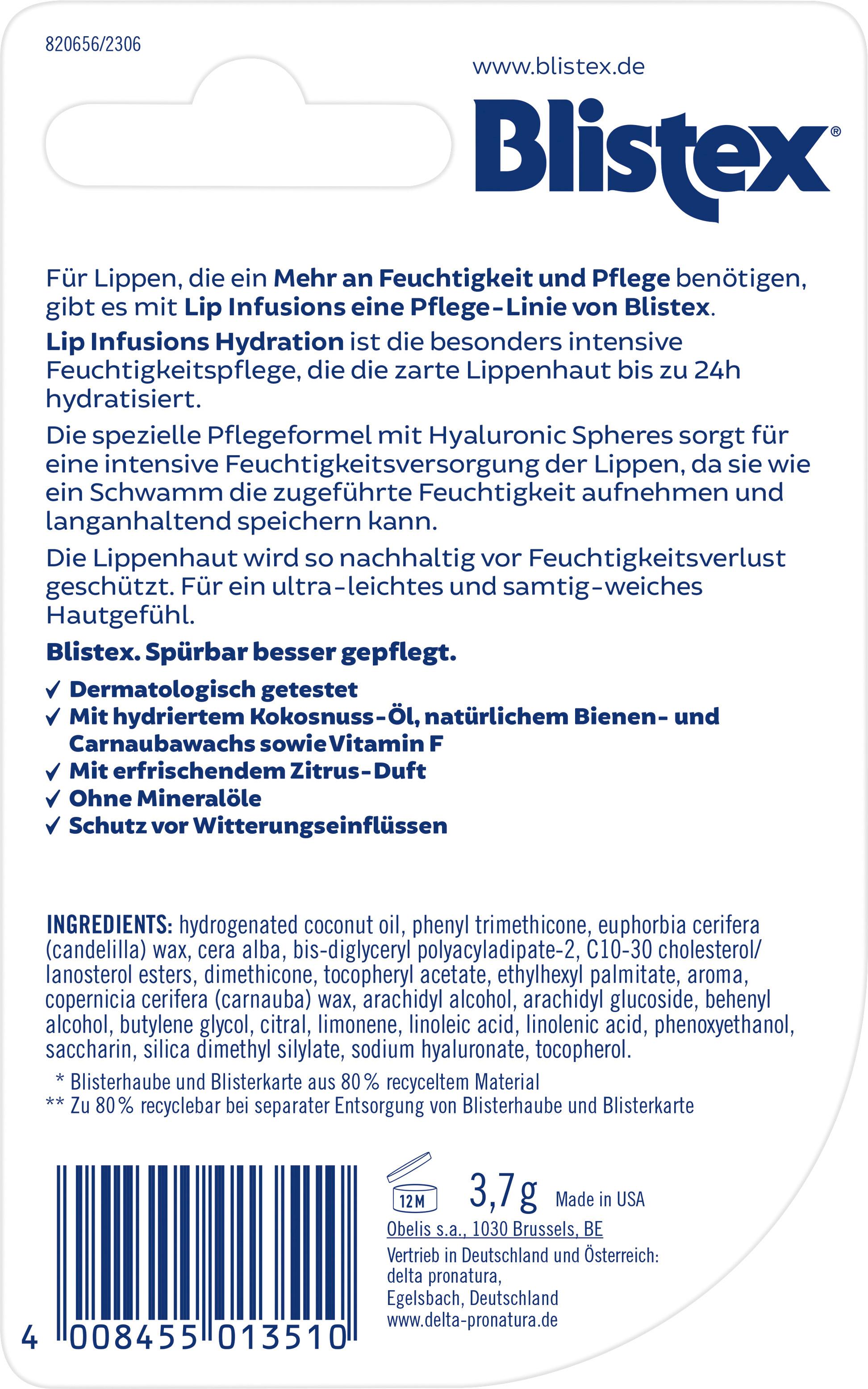 Produktbild BLISTEX Lippenpflege Lip Infusions Hydration 2 von 2