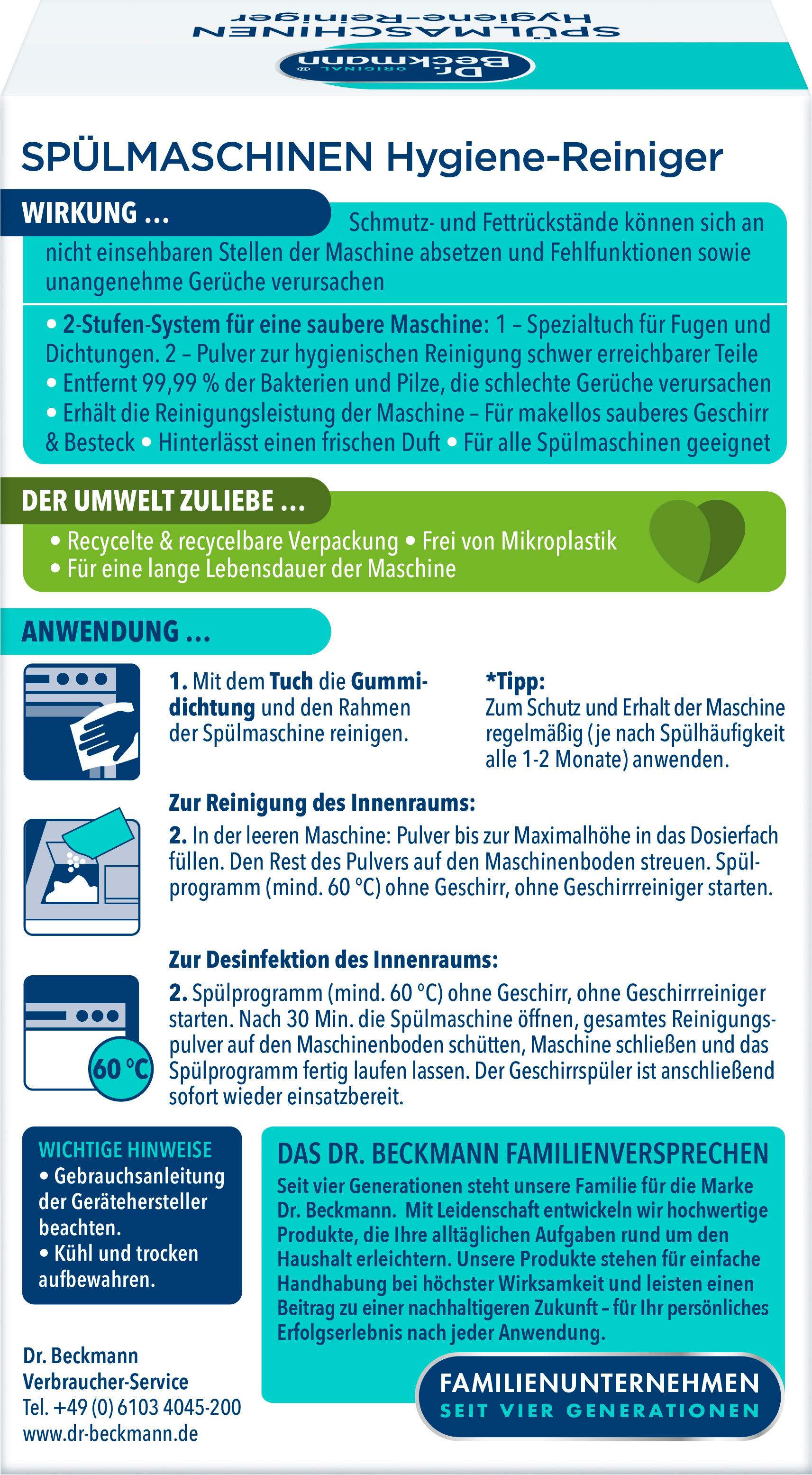 Produktbild Dr.Beckmann Spülmaschinen Hygiene-Reiniger 2 von 4