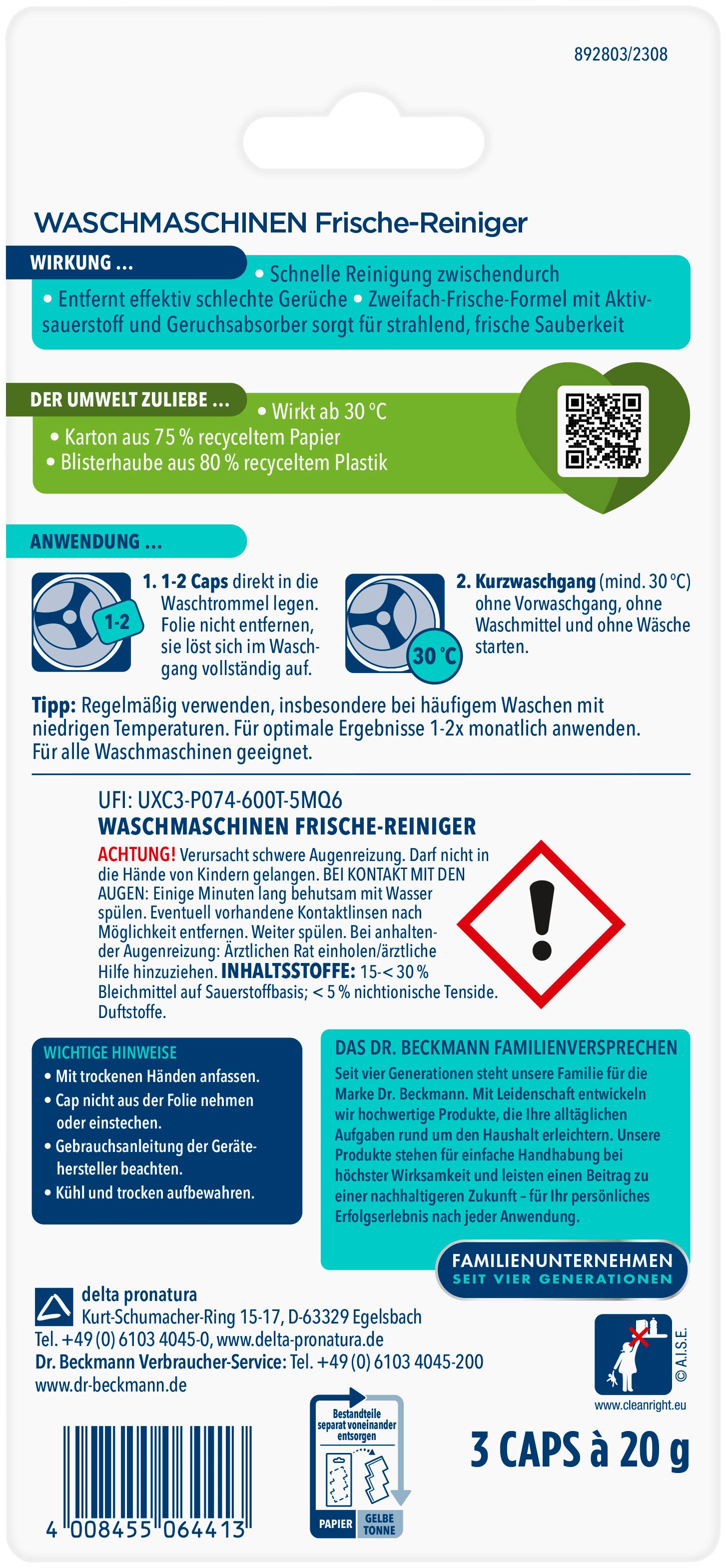 Produktbild Dr. Beckmann Waschmaschinen Frische Reiniger 2 von 3