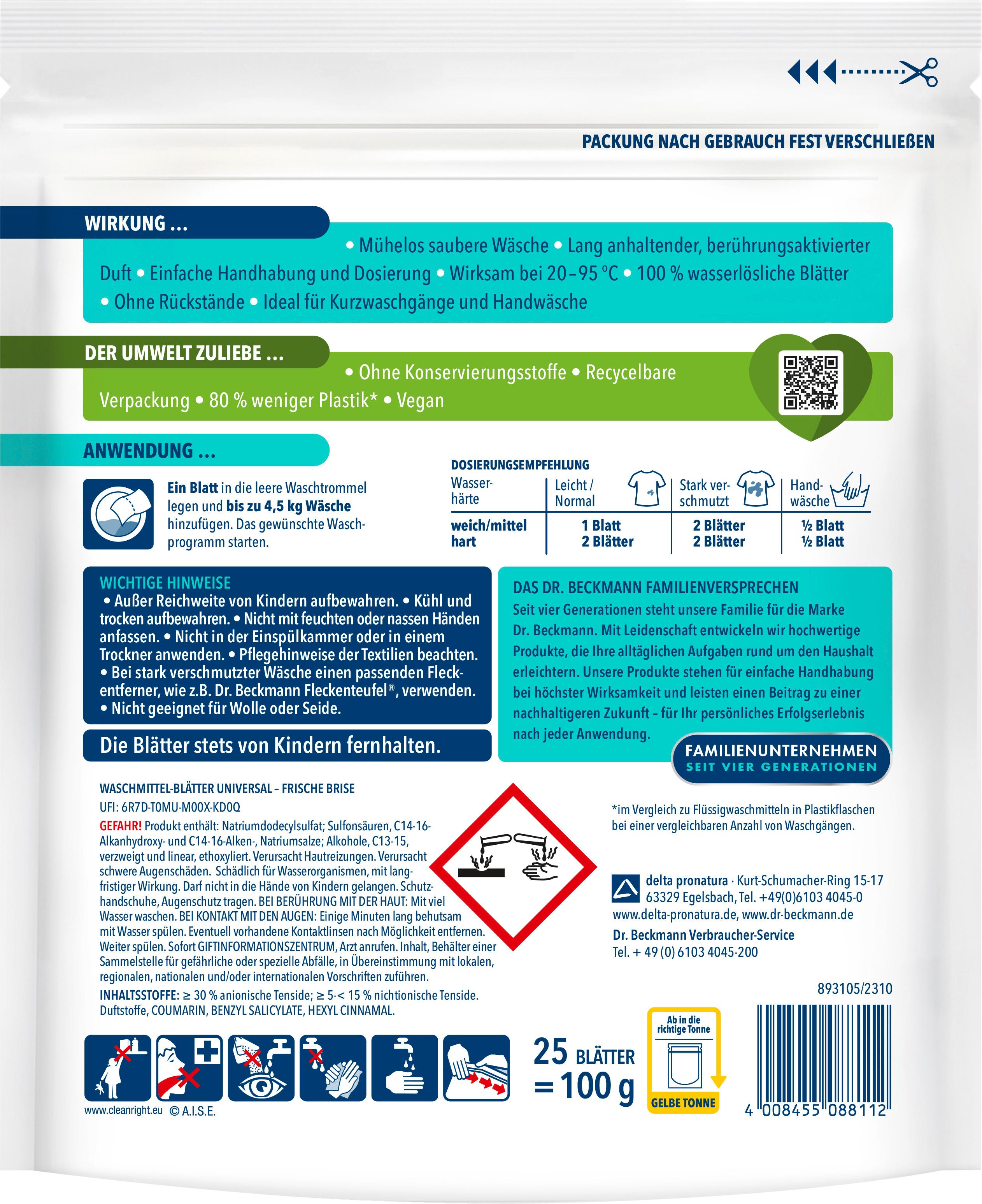 Produktbild Dr. Beckmann Magic Leaves Waschmittelblätter Universal 2 von 2