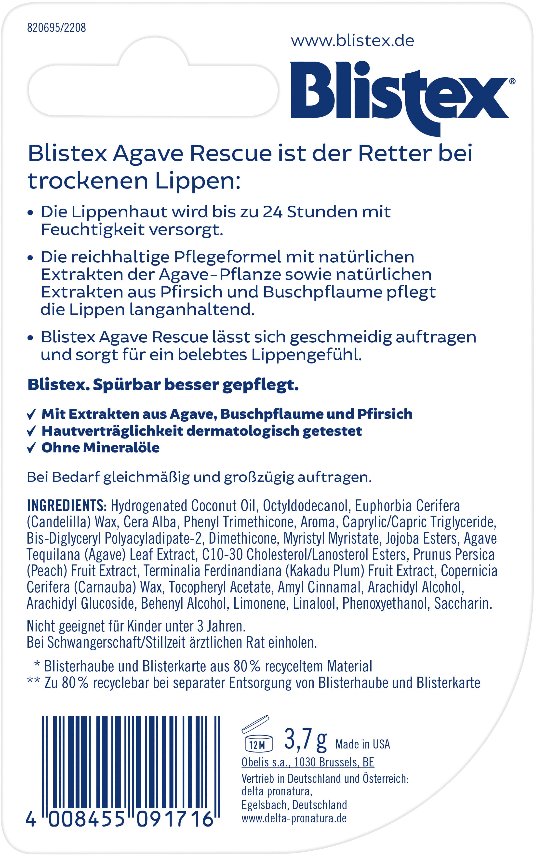 Produktbild BLISTEX Lippenpflege Agave Rescue Intensive Care 2 von 2