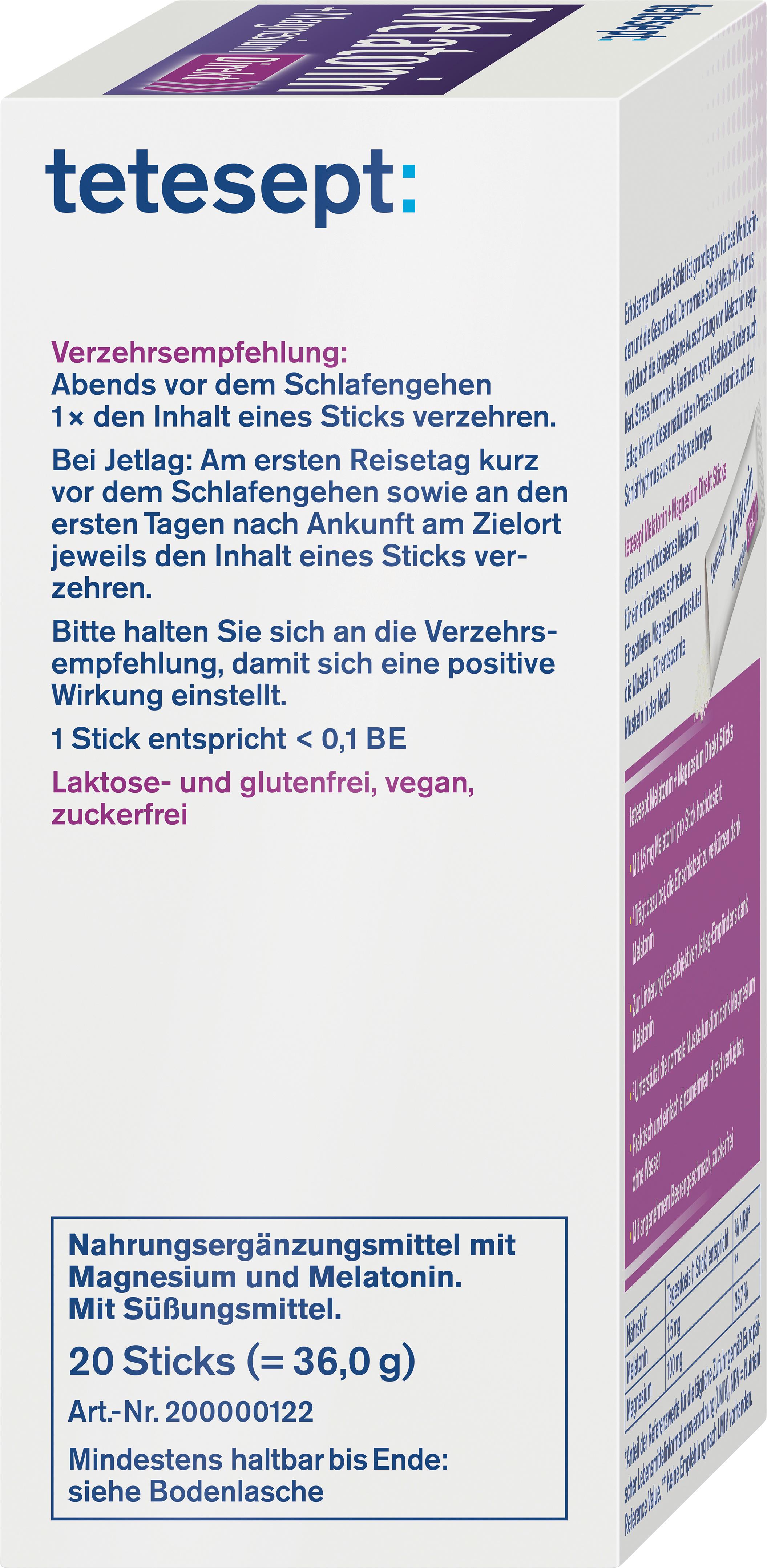 Produktbild tetesept Melatonin + Magnesium Direkt Stick 4 von 6
