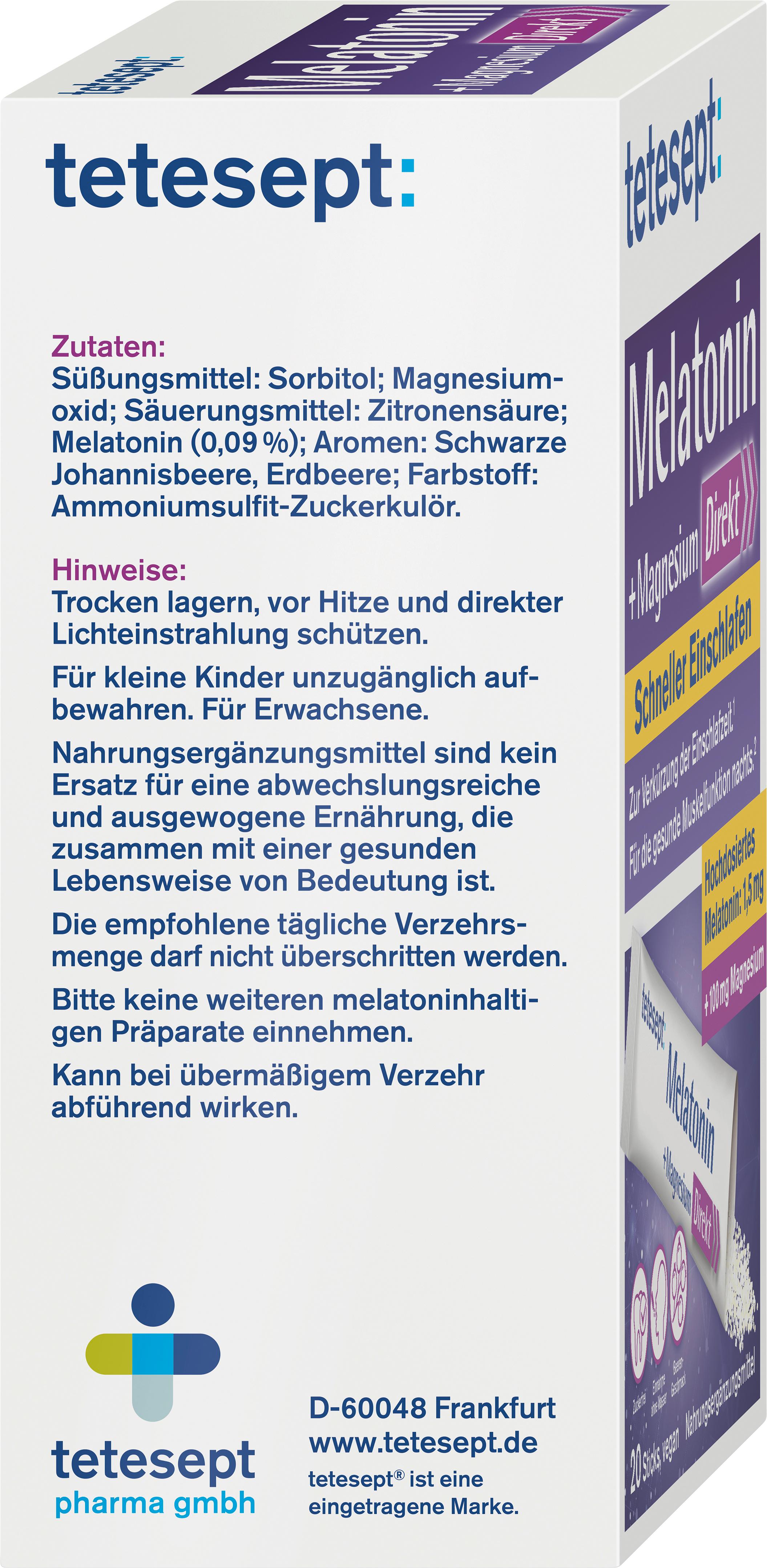 Produktbild tetesept Melatonin + Magnesium Direkt Stick 5 von 6