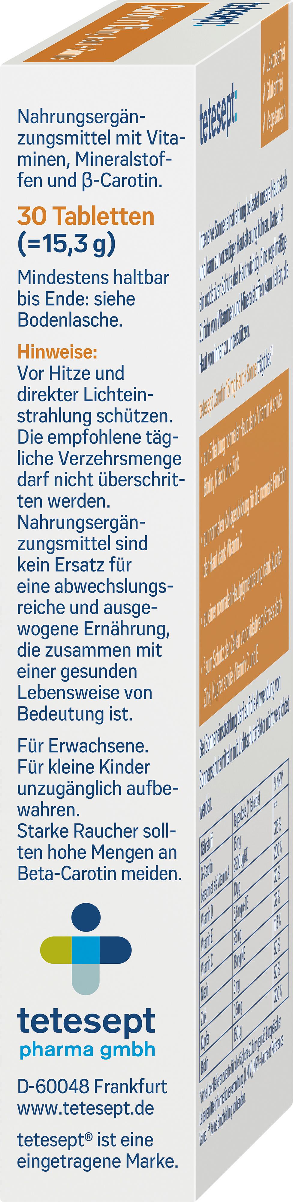 Produktbild tetesept Carotin 15 mg Haut + Sonne 3 von 5