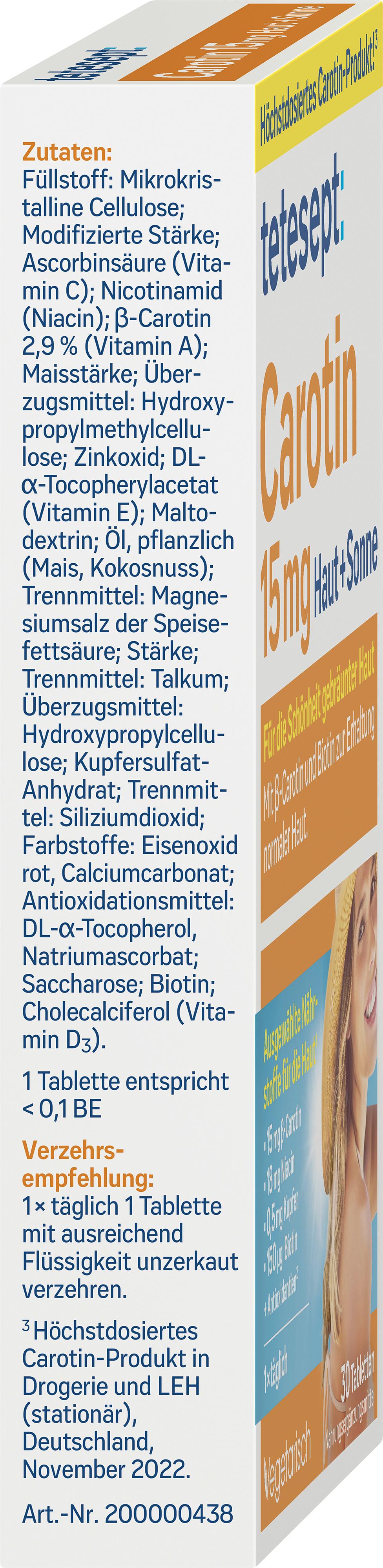 Produktbild tetesept Carotin 15 mg Haut + Sonne 4 von 5