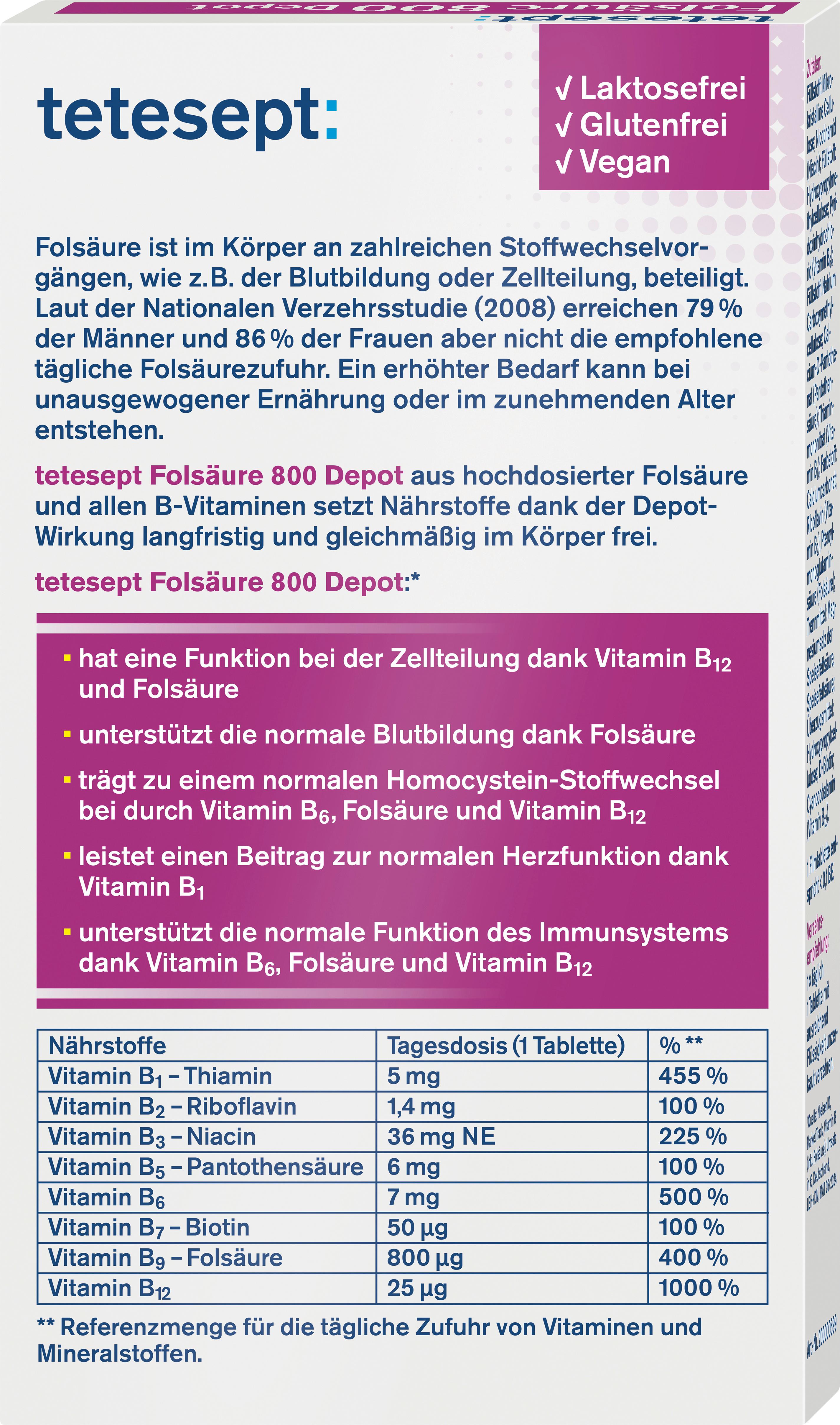 Produktbild tetesept Folsäure 800 Depot 2 von 7