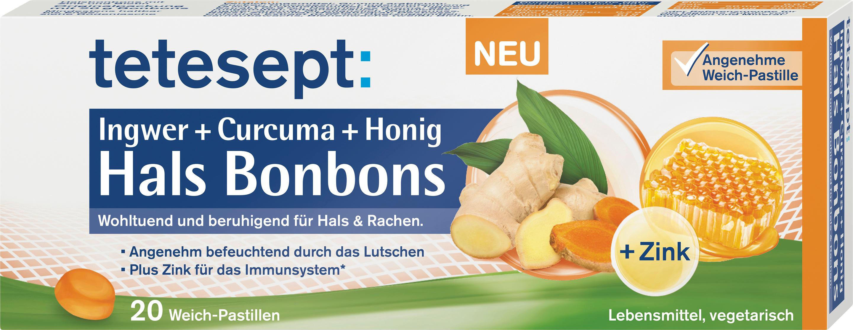tetesept Hals Bonbons Ingwer + Curcuma + Honig