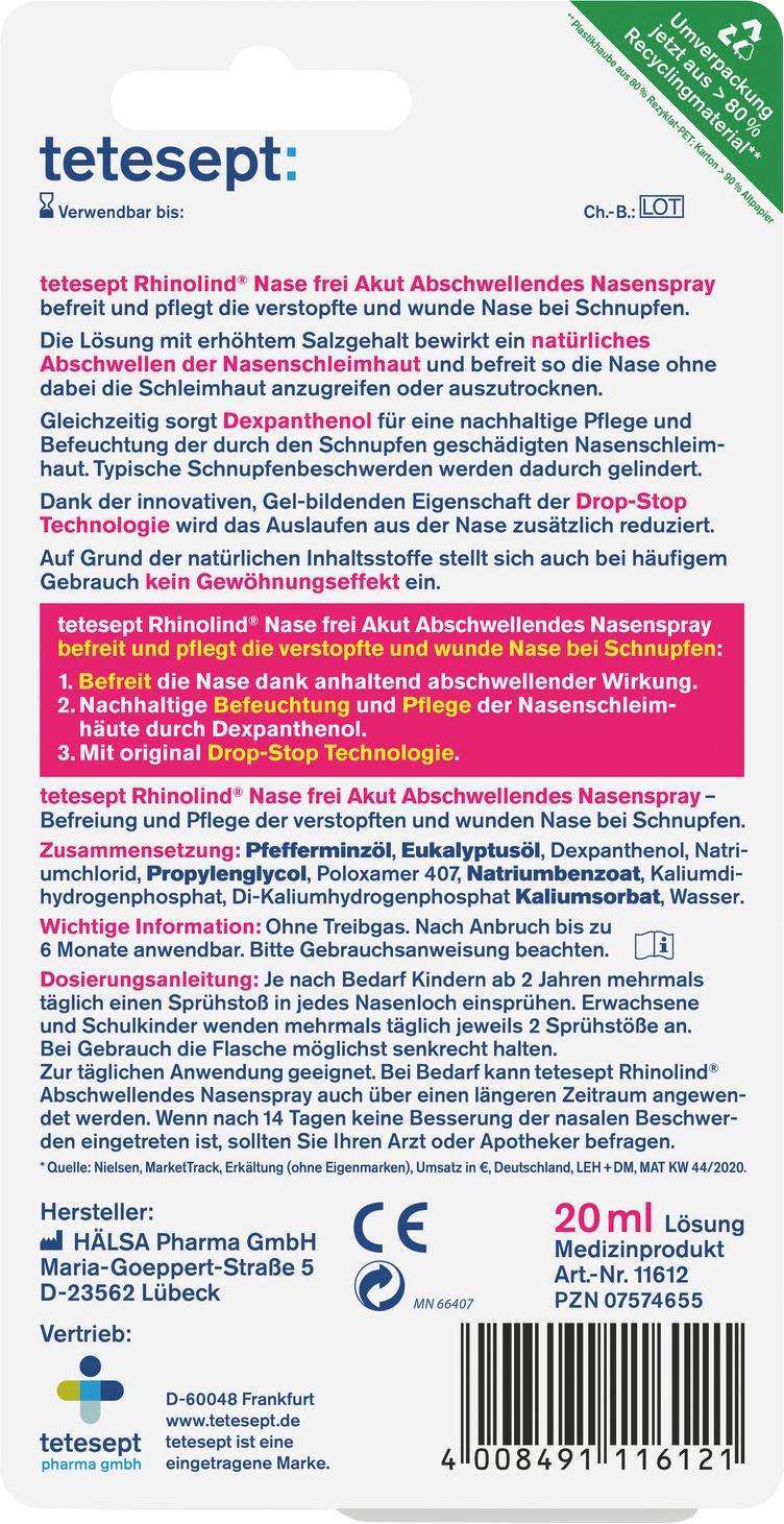 Produktbild tetesept Rhinolind® Nase frei Akut Abschwellendes Nasenspray 2 von 4