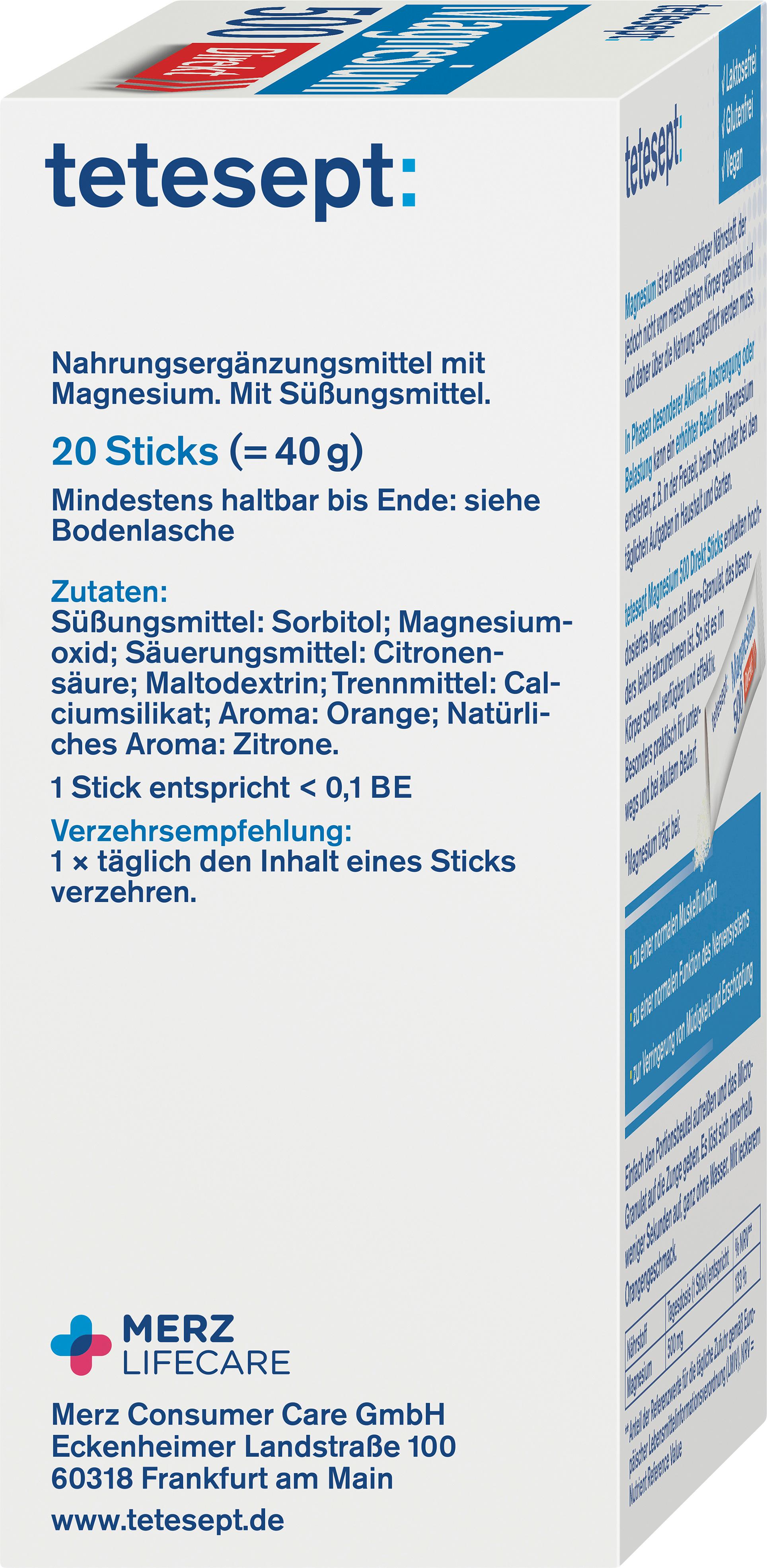 Produktbild tetesept Magnesium 500 Direkt-Sticks 3 von 8