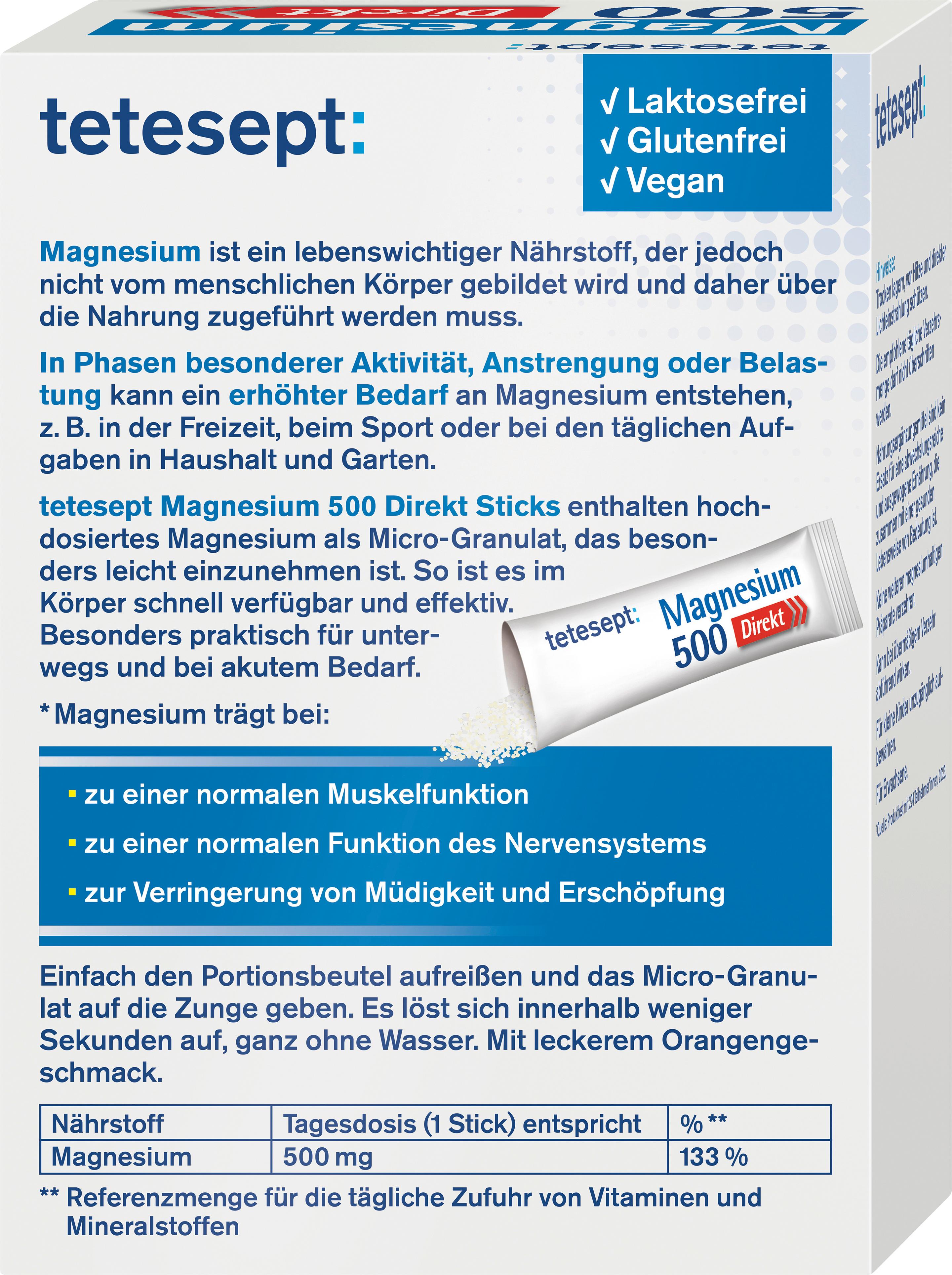 Produktbild tetesept Magnesium 500 Direkt-Sticks 2 von 8