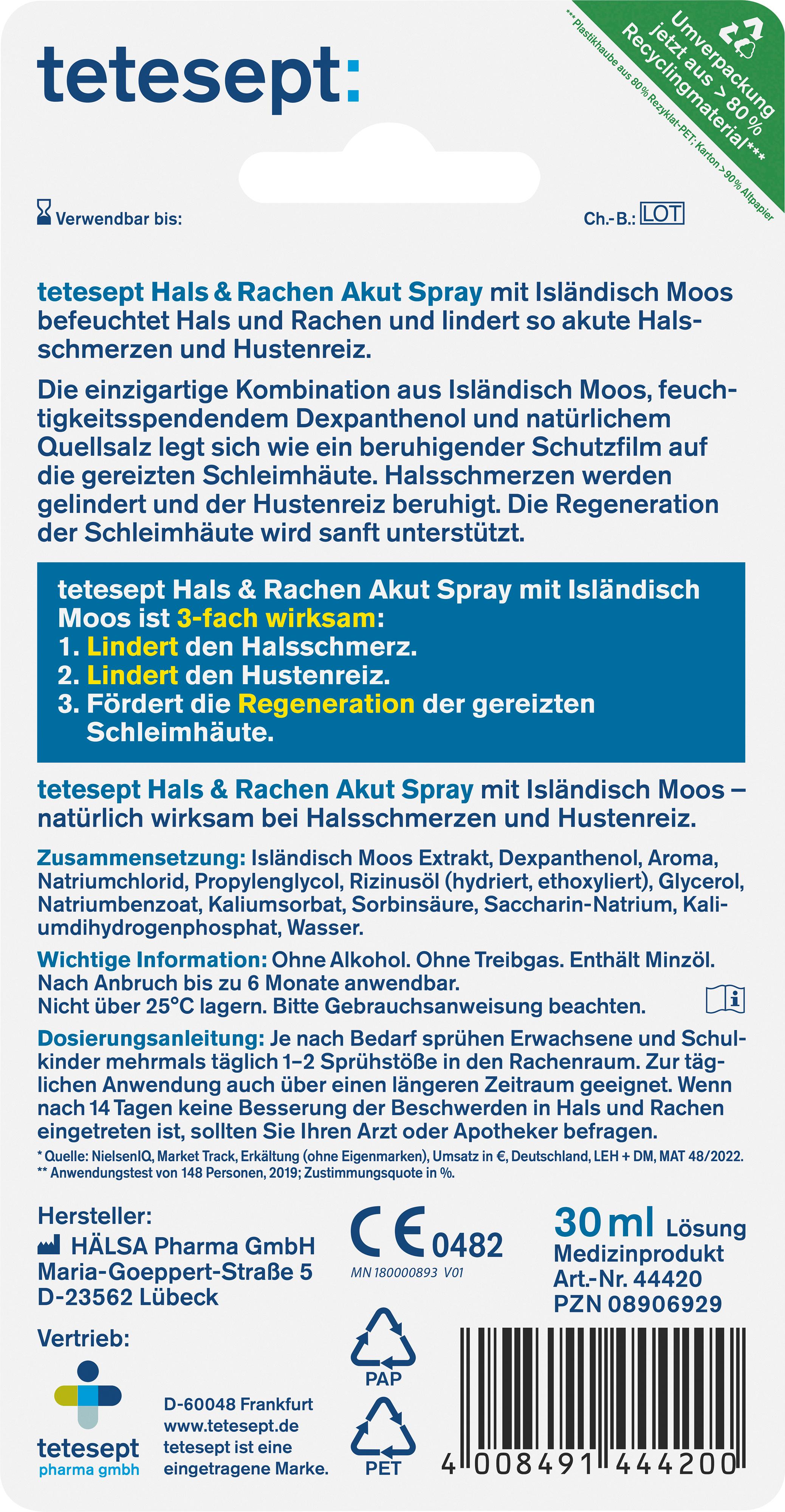 Produktbild tetesept Hals&Rachen Akut Spray 2 von 2
