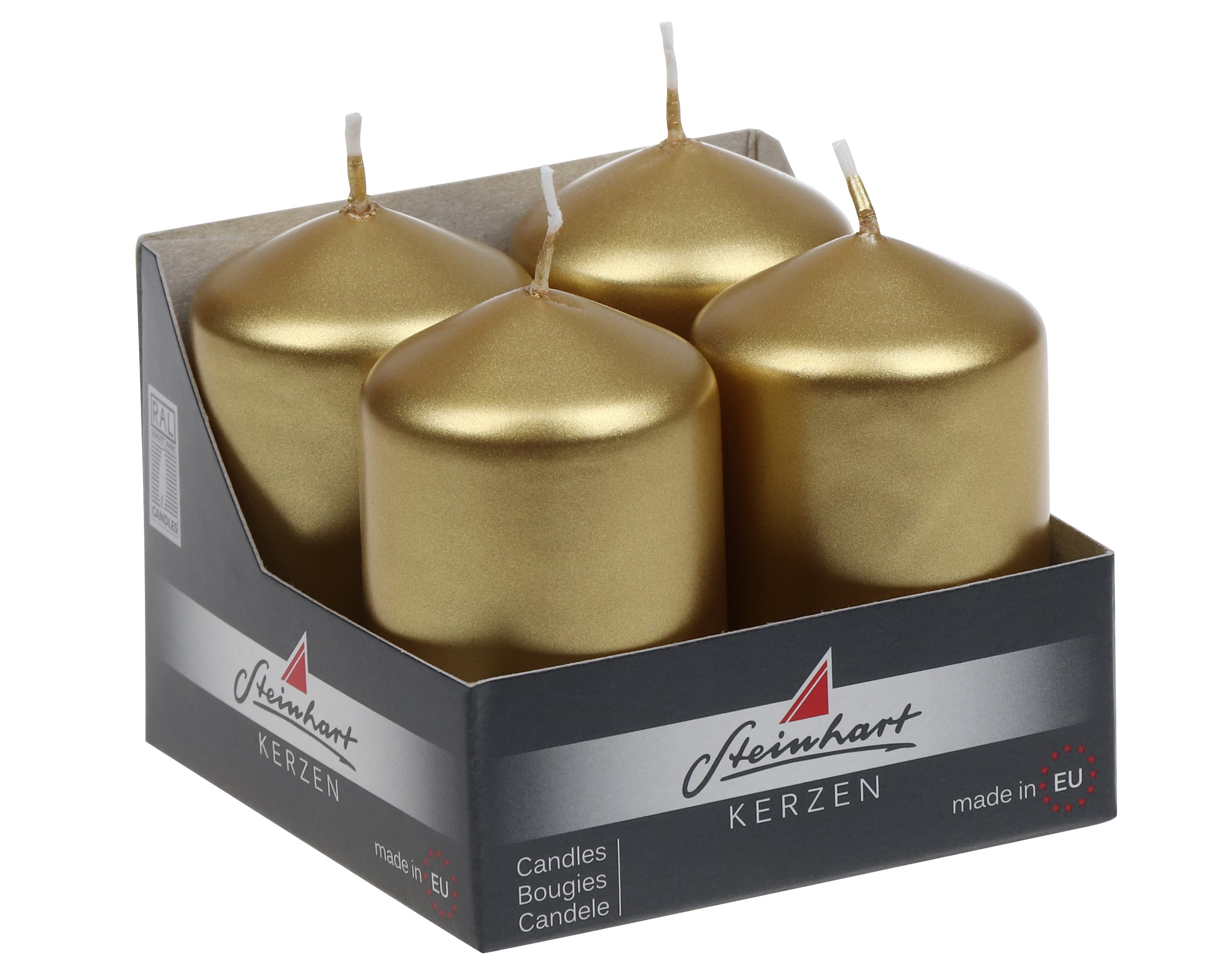 Steinhart Stumpenkerze Edelglanz 6,5cm 4er Pack