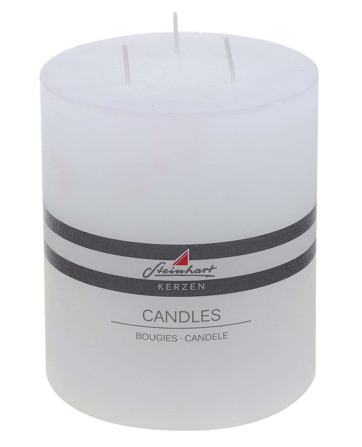 Steinhart Stumpenkerze 3-Docht Raureif 14/12cm