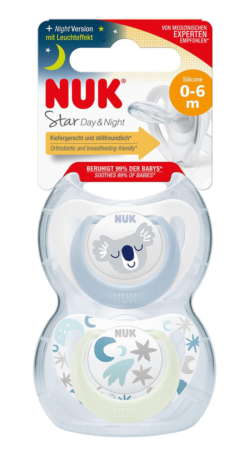 NUK Schnuller Star Day&Night Silikon 0-6 Monate