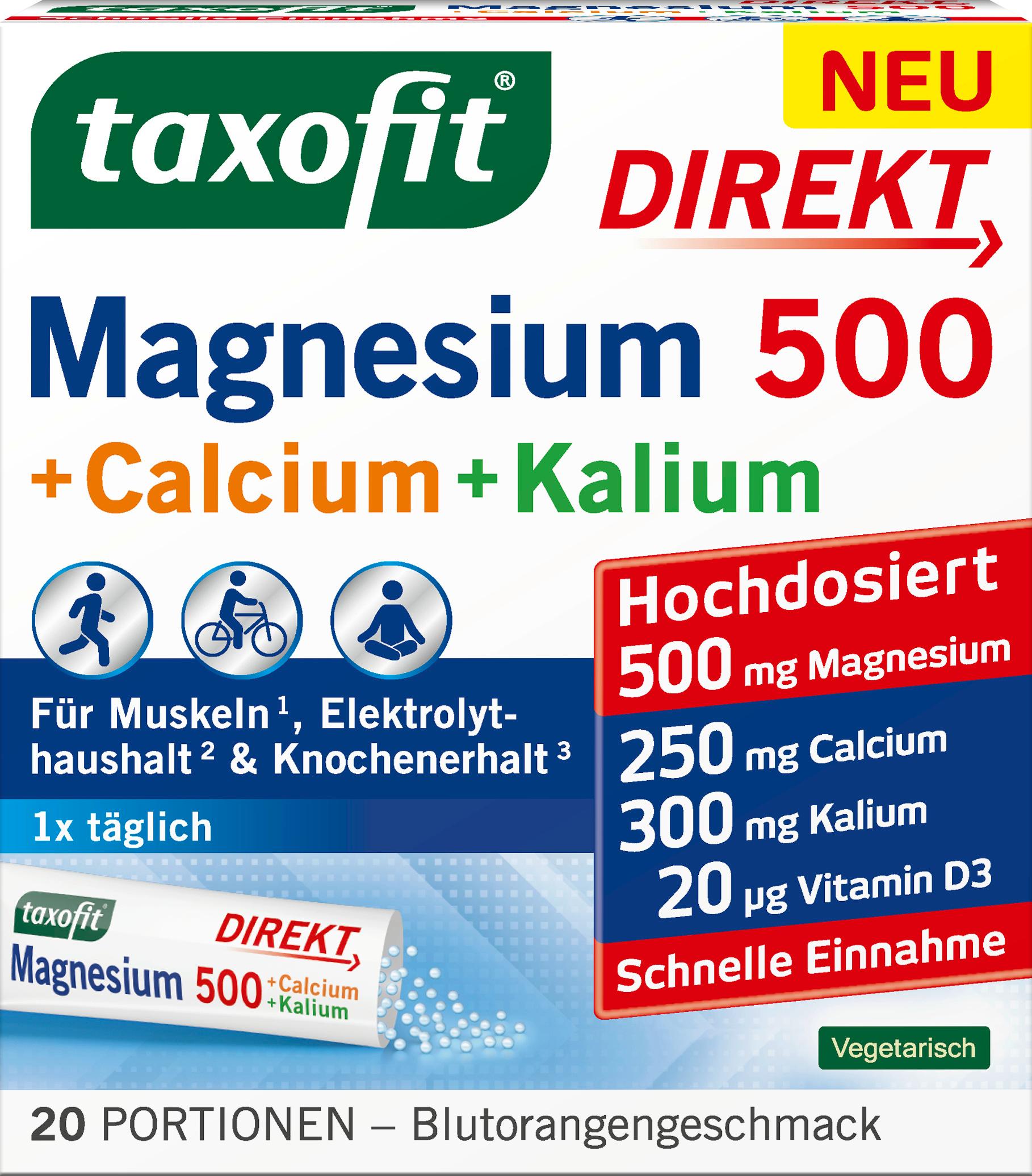 taxofit direkt Magnesium 500 + Calcium + Kalium