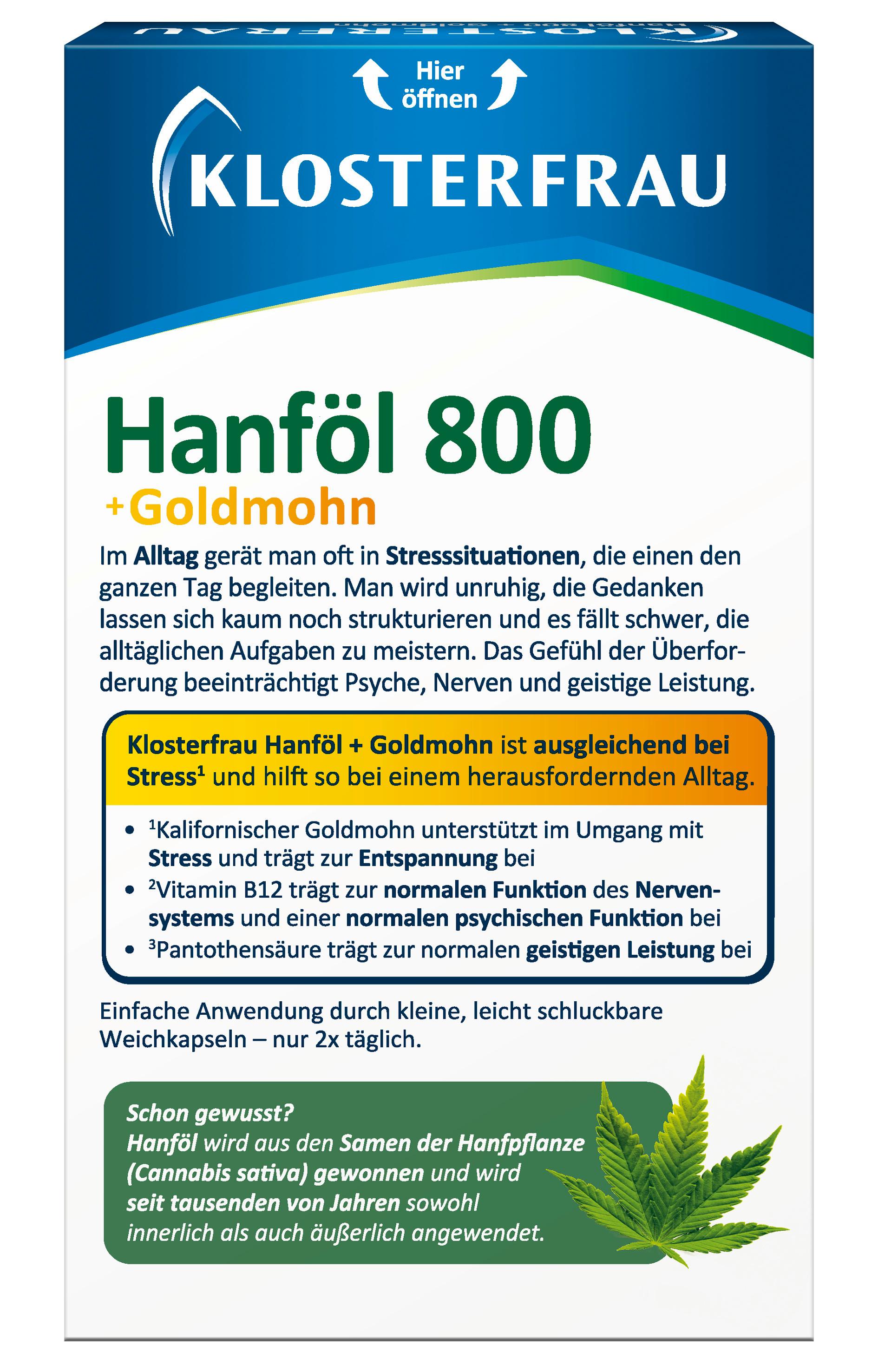 Produktbild KLOSTERFRAU Hanföl + Goldmohn 2 von 4