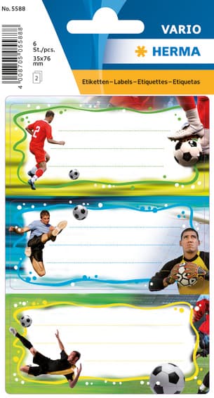 VARIO Schuletiketten Fußball Glitter