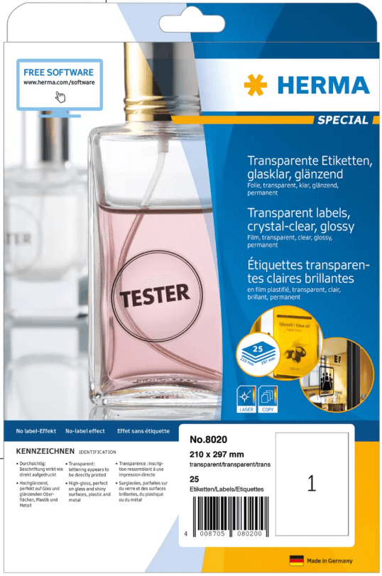 HERMA Folienetiketten transparent glasklar A4 wetterfest permanent