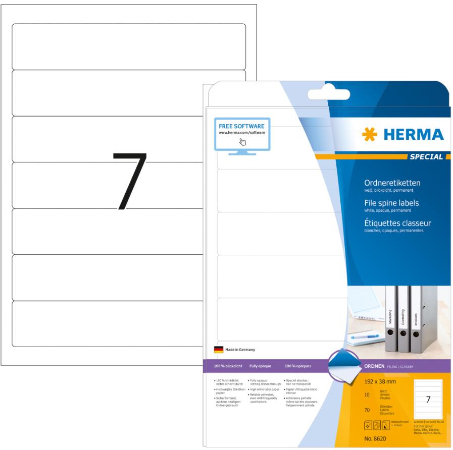 HERMA Ordneretiketten A4 192 x 38mm weiß schmal