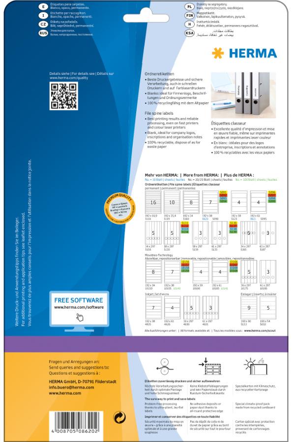 Produktbild HERMA Ordneretiketten A4 192 x 38mm weiß schmal 4 von 6