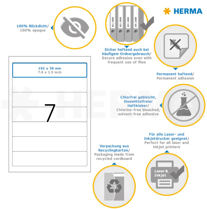 Produktbild HERMA Ordneretiketten A4 192 x 38mm weiß schmal 5 von 6