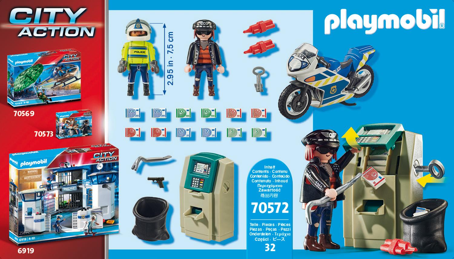 Produktbild PLAYMOBIL 70572 - City Action - Polizei-Motorrad: Verfolgung des Geldräubers 2 von 4