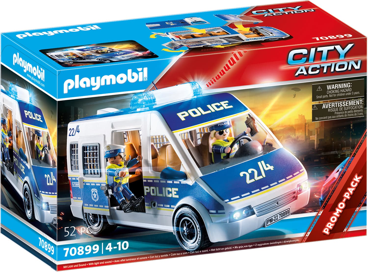 PLAYMOBIL 70899 - City Action - Polizei-Mannschaftswagen mit Licht und Sound