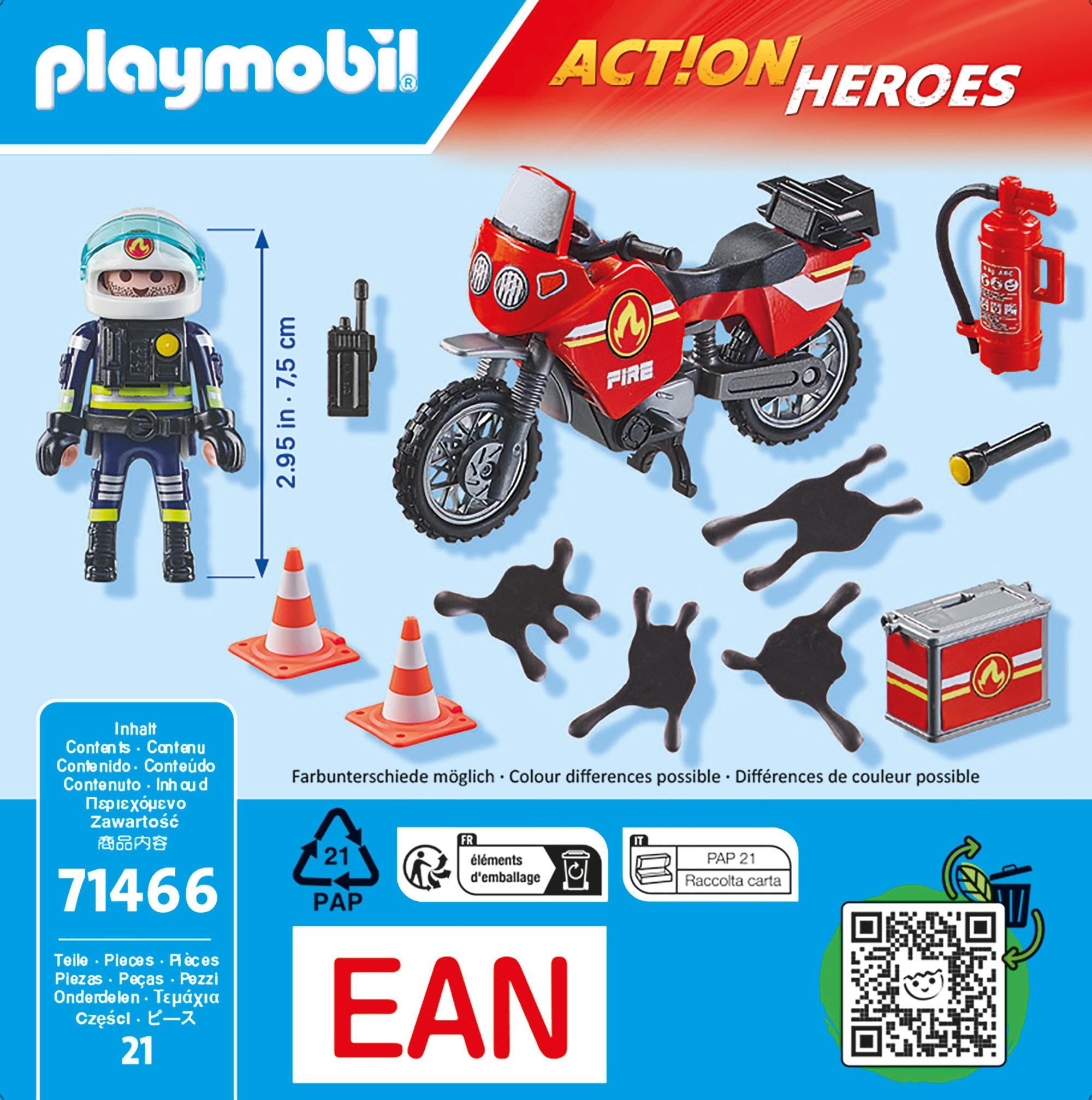 Produktbild PLAYMOBIL 71466 ACTION HEROES Feuerwehrmotorrad am Unfallort 3 von 4