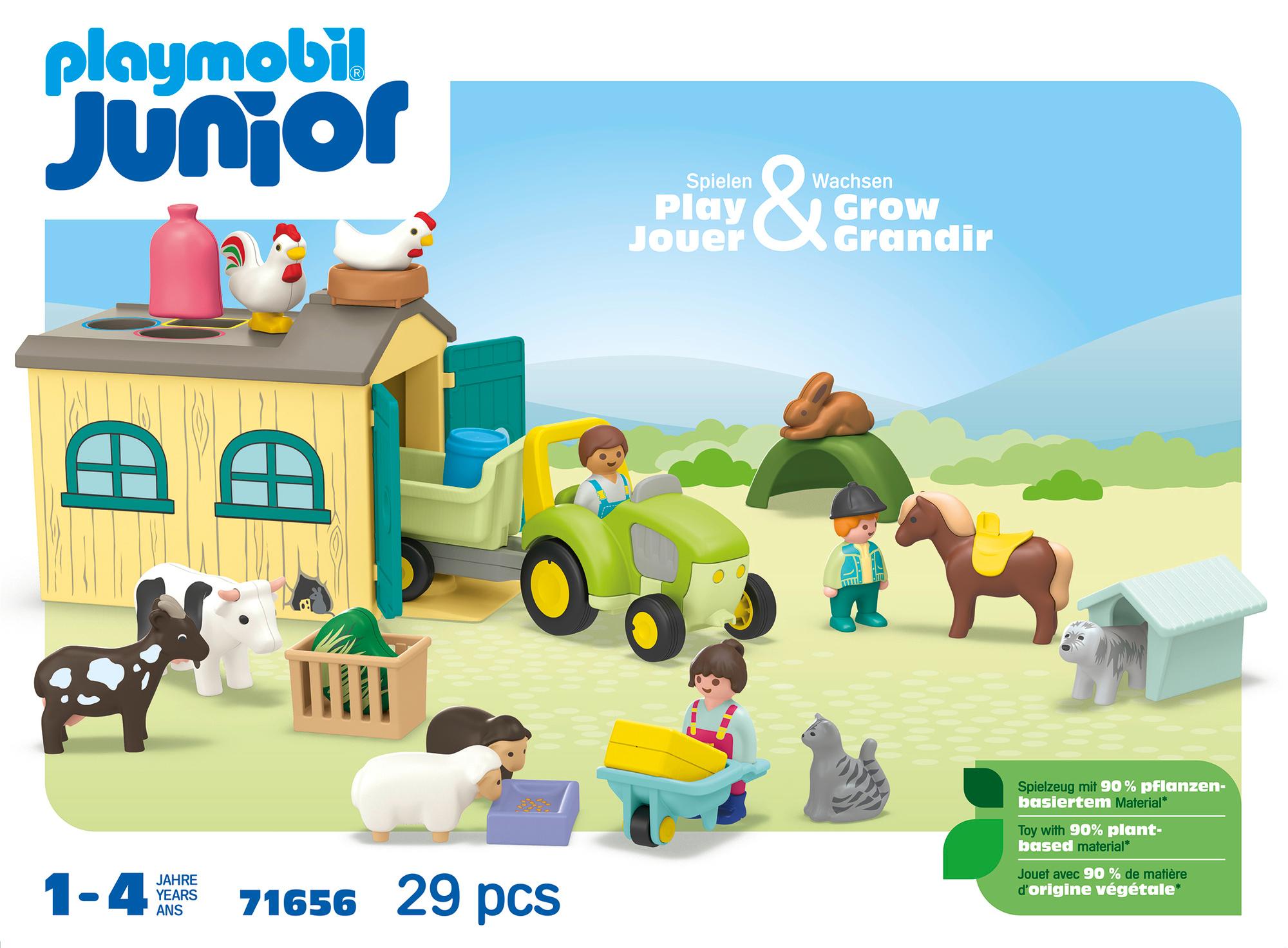 Produktbild PLAYMOBIL 71656 JUNIOR 1.2.3: Bauernhof-Abenteuer mit Traktor, Anhänger und tierischen Freunden 3 von 7