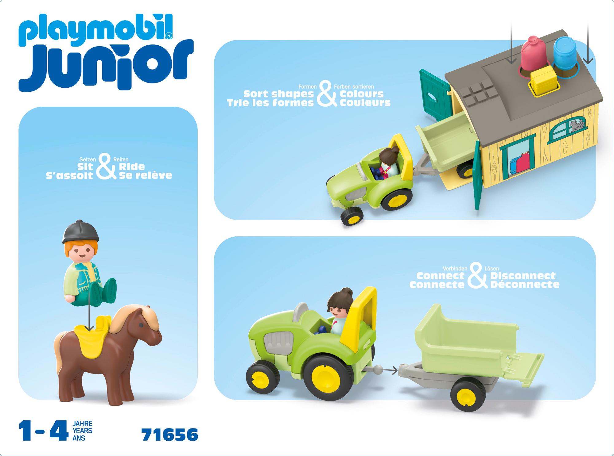 Produktbild PLAYMOBIL 71656 JUNIOR 1.2.3: Bauernhof-Abenteuer mit Traktor, Anhänger und tierischen Freunden 2 von 7