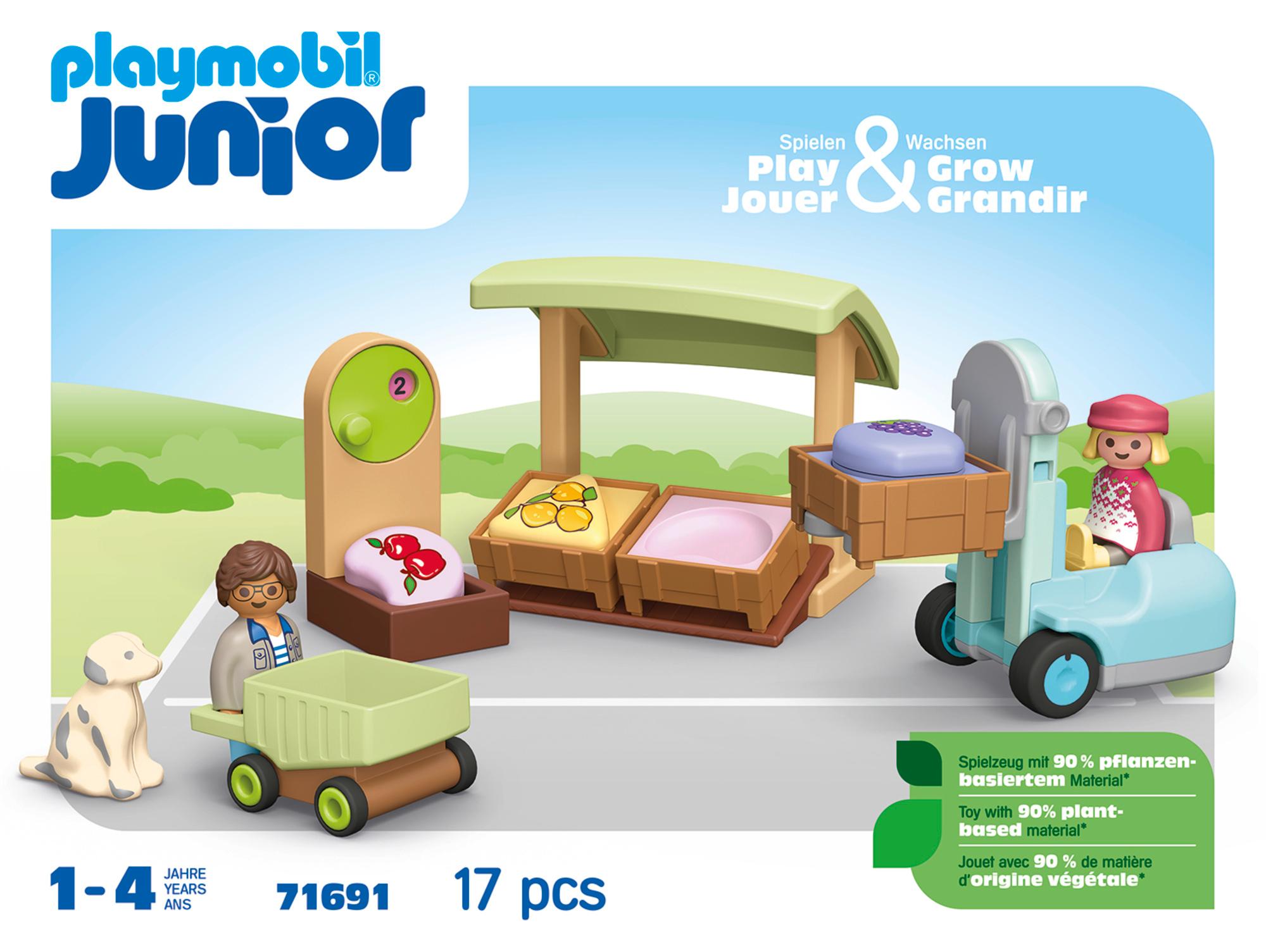 Produktbild PLAYMOBIL 71691 JUNIOR 1.2.3: Bio-Marktstand&Gabelstapler 3 von 10