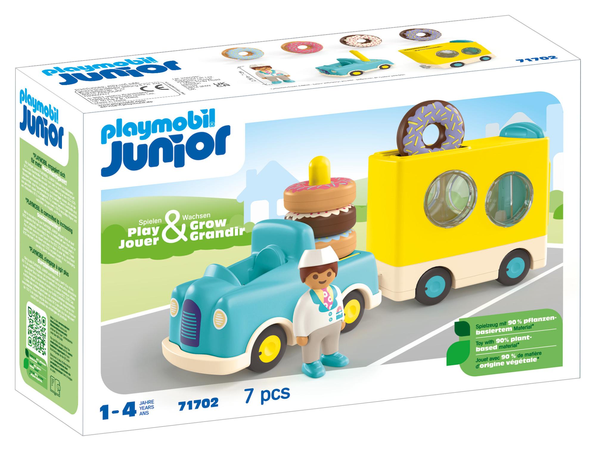 PLAYMOBIL 71702 JUNIOR 1.2.3: Verrückter Donut Truck mit Stapel- und Sortierfunktion