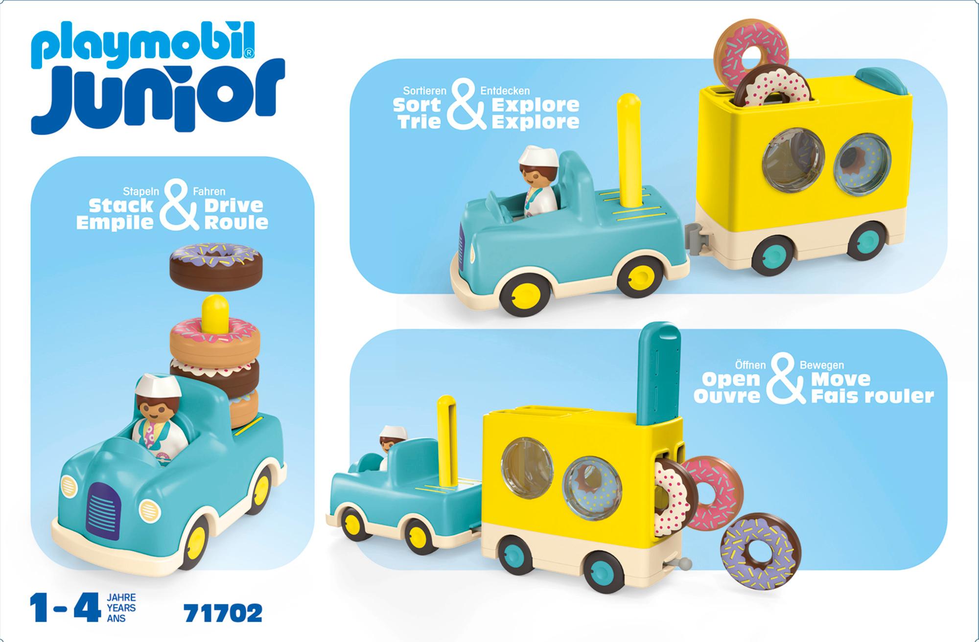Produktbild PLAYMOBIL 71702 JUNIOR 1.2.3: Verrückter Donut Truck mit Stapel- und Sortierfunktion 2 von 9