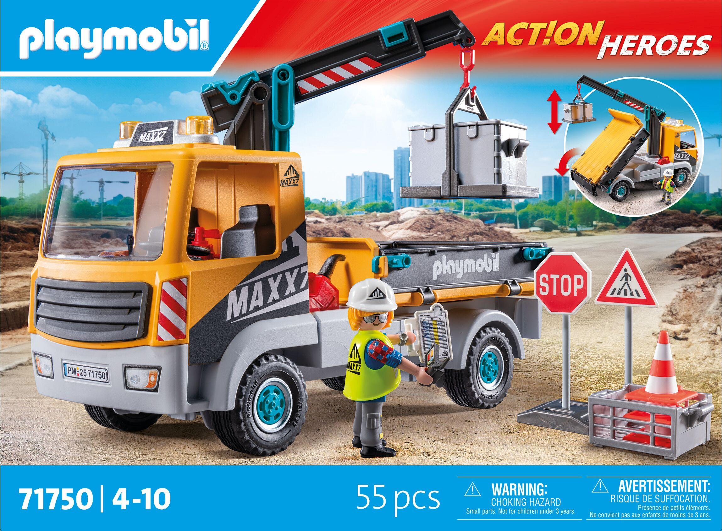Produktbild PLAYMOBIL 71750 ACTION HEROES Baustellen-LKW mit Kran 3 von 4