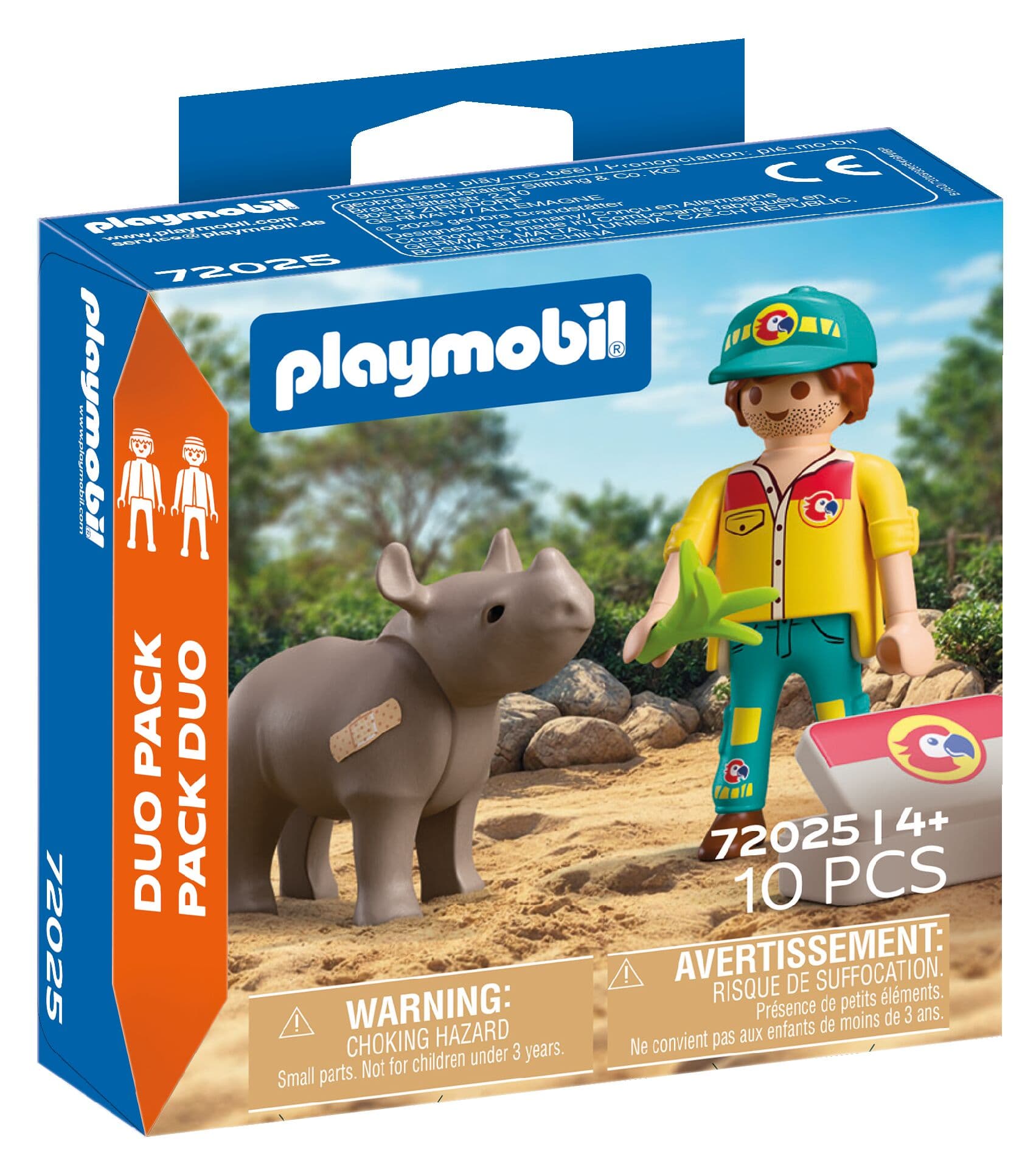 PLAYMOBIL 72025 - Animals and Friends - DuoPack Tierpfleger mit Nashorn