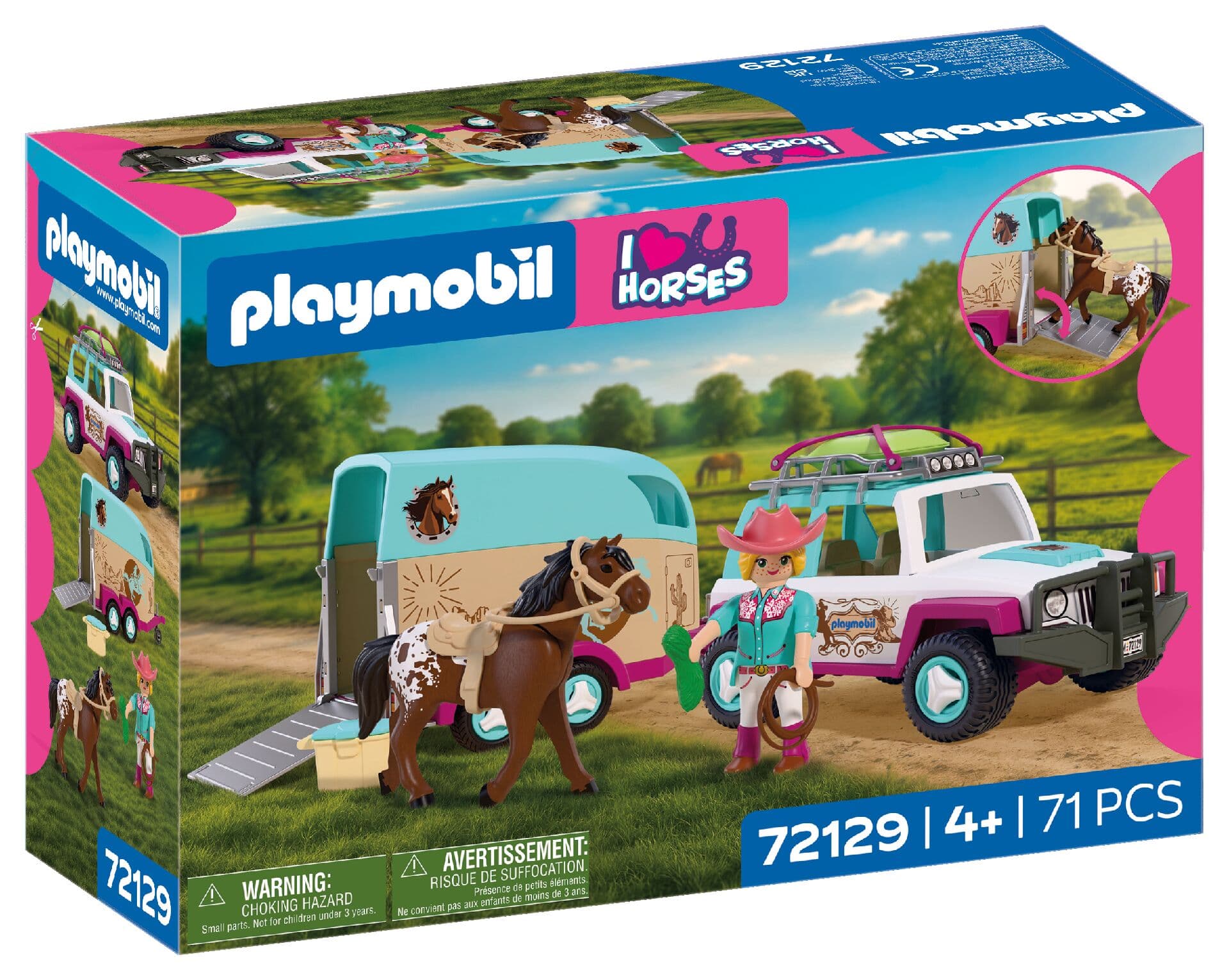 PLAYMOBIL 72129 I Love Horses Geländewagen mit Pferdeanhänger