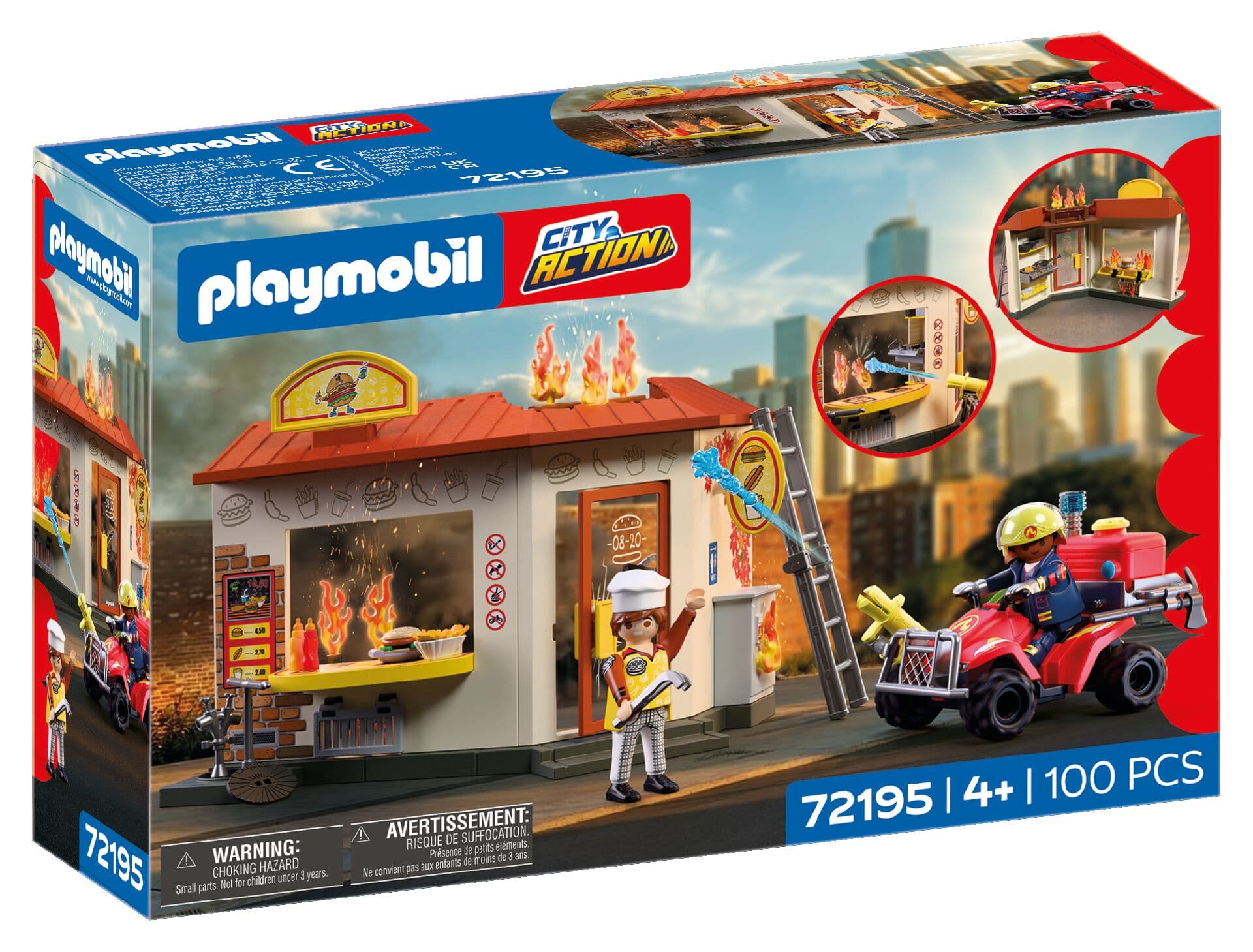 PLAYMOBIL 72195 - City Action - Feuerwehr-Quad mit Burger-Bude
