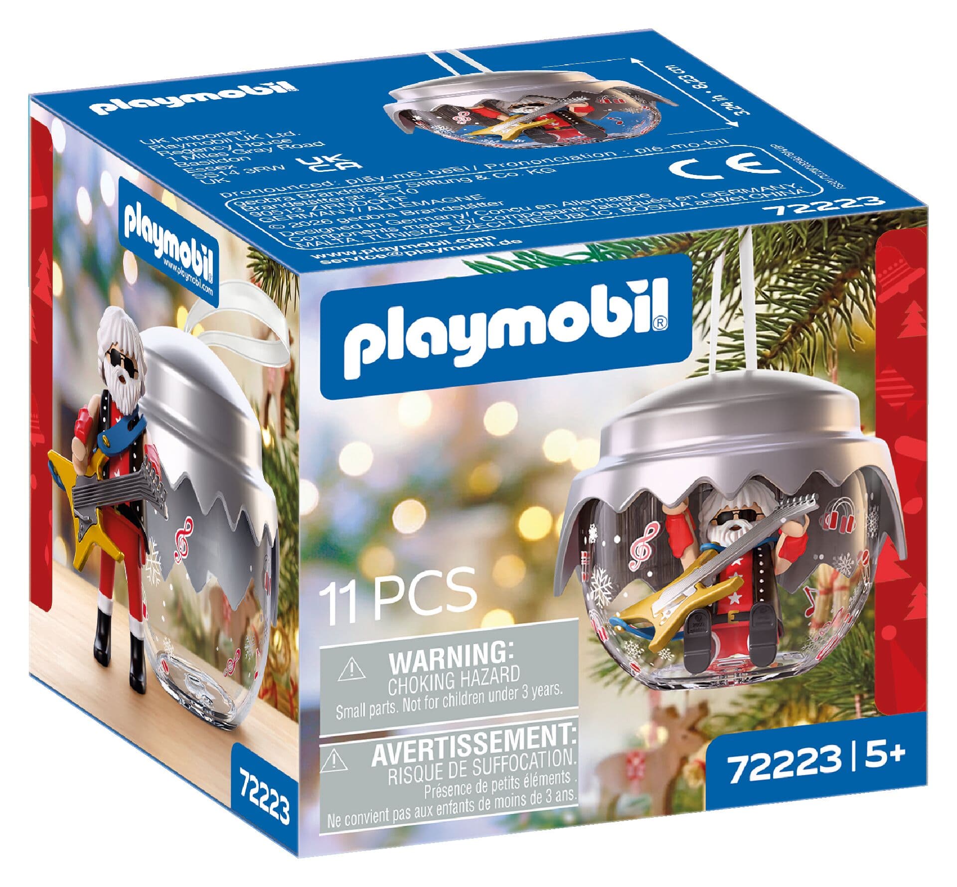 PLAYMOBIL 72223 Weihnachtskugel Rockstar mit Weihnachtsmann und Gitarre