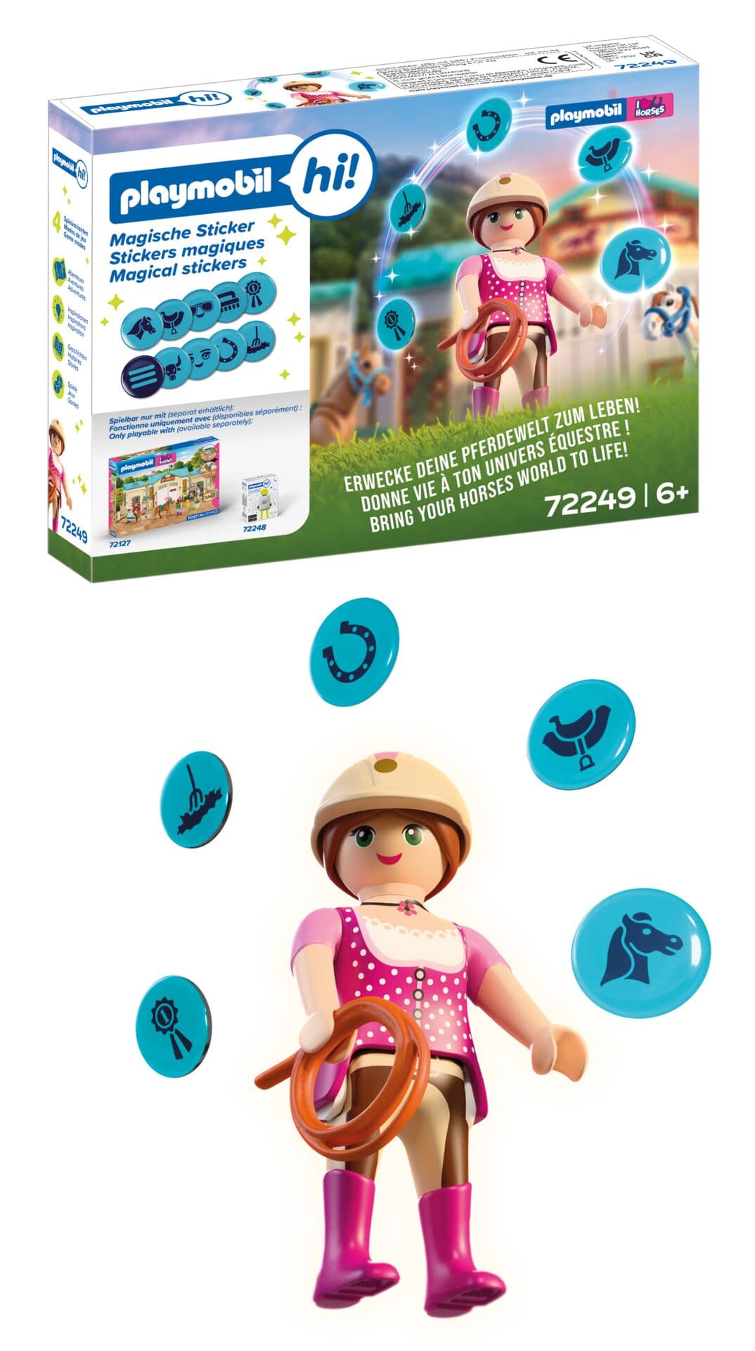 PLAYMOBIL hi! 72249 Magische Sticker Reiterhof für interaktiven Spielspaß