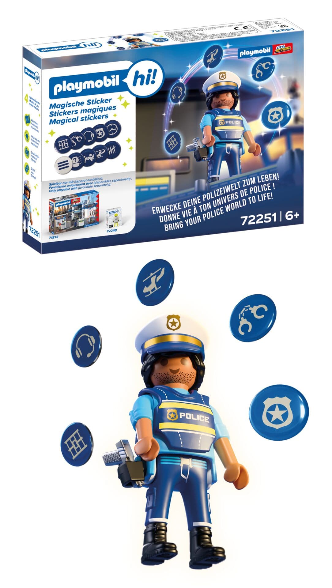 PLAYMOBIL hi! 72251 Magische Sticker Polizei mit NFC-Stickern und Figur