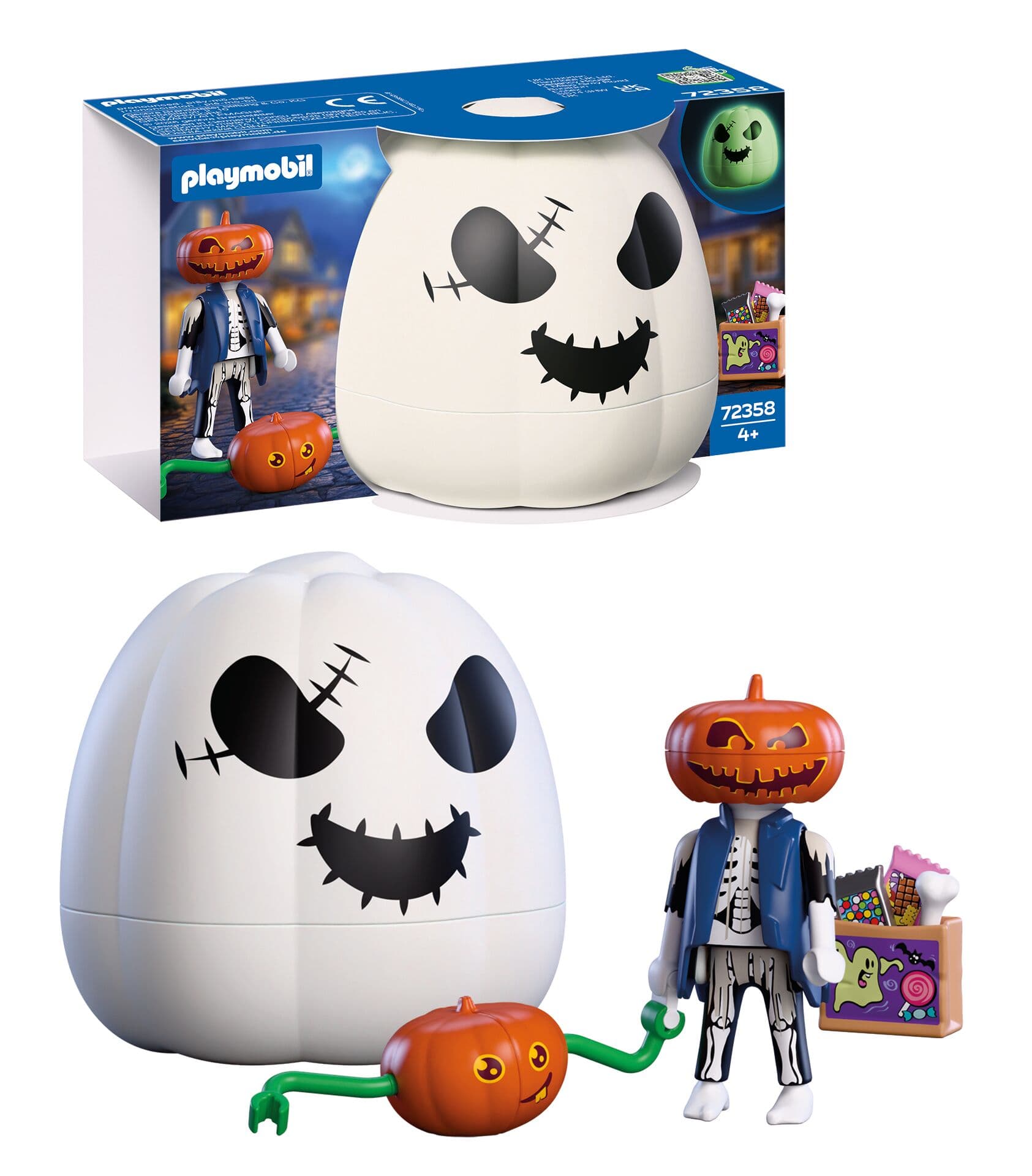 PLAYMOBIL 72358 Halloween Kürbis Kürbiskopf mit Figur und Aufbewahrungsbox ab 4 Jahren