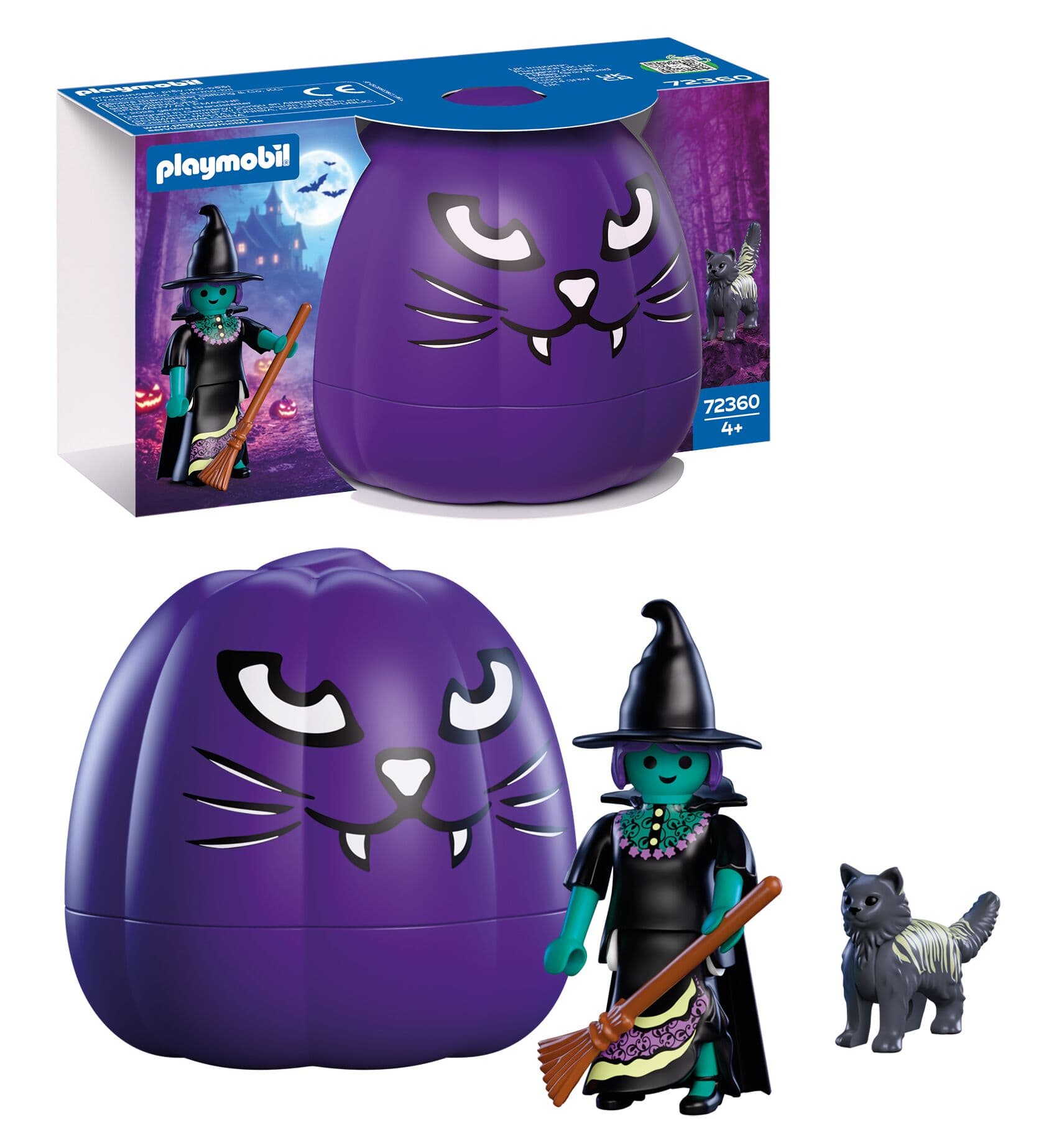 PLAYMOBIL 72360 Halloween Kürbis Hexe mit Figur, Zubehör und Aufbewahrungsbox ab 4 Jahren