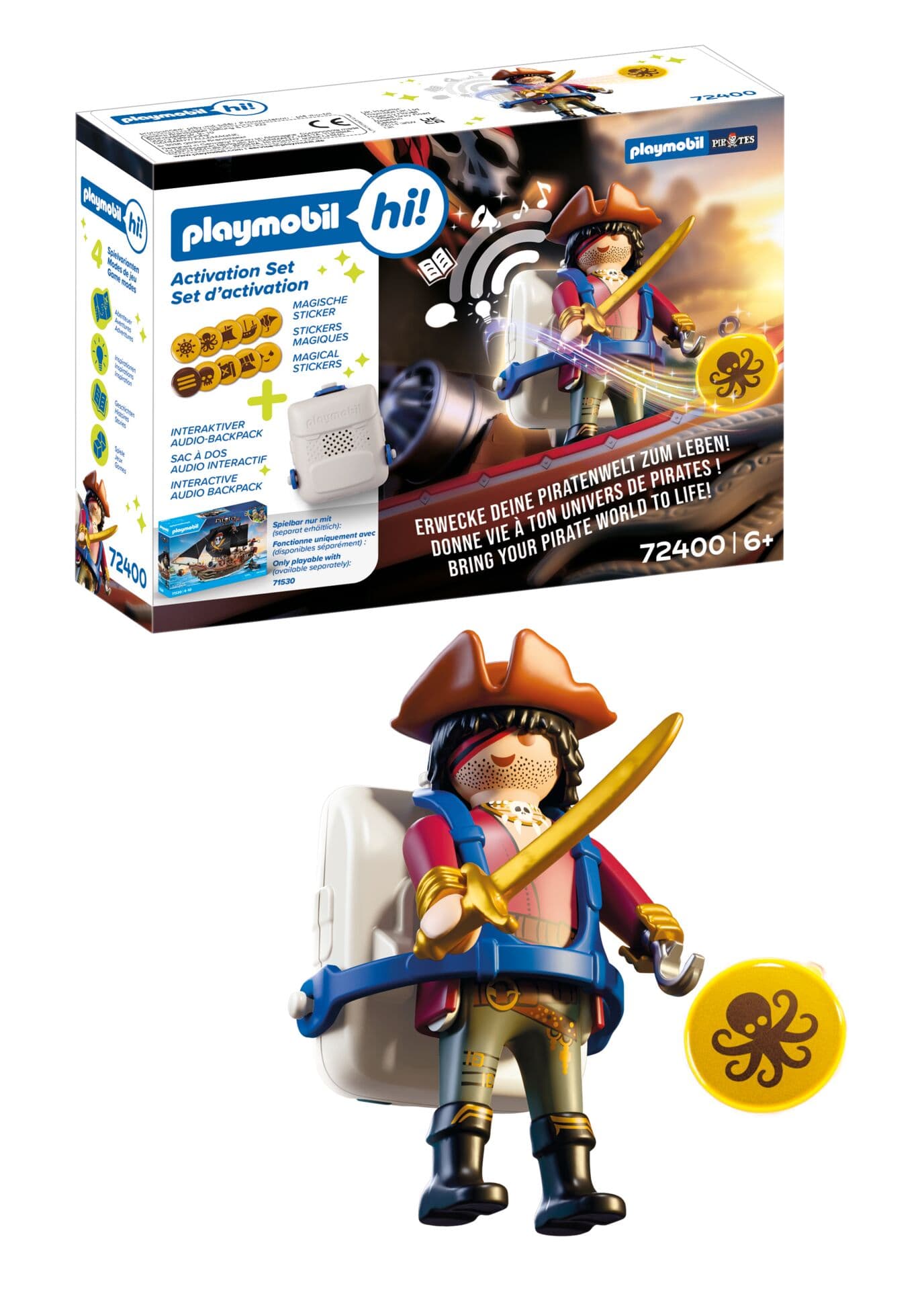PLAYMOBIL hi! 72400 Activation Set Piraten mit Backpack und NFC-Stickern