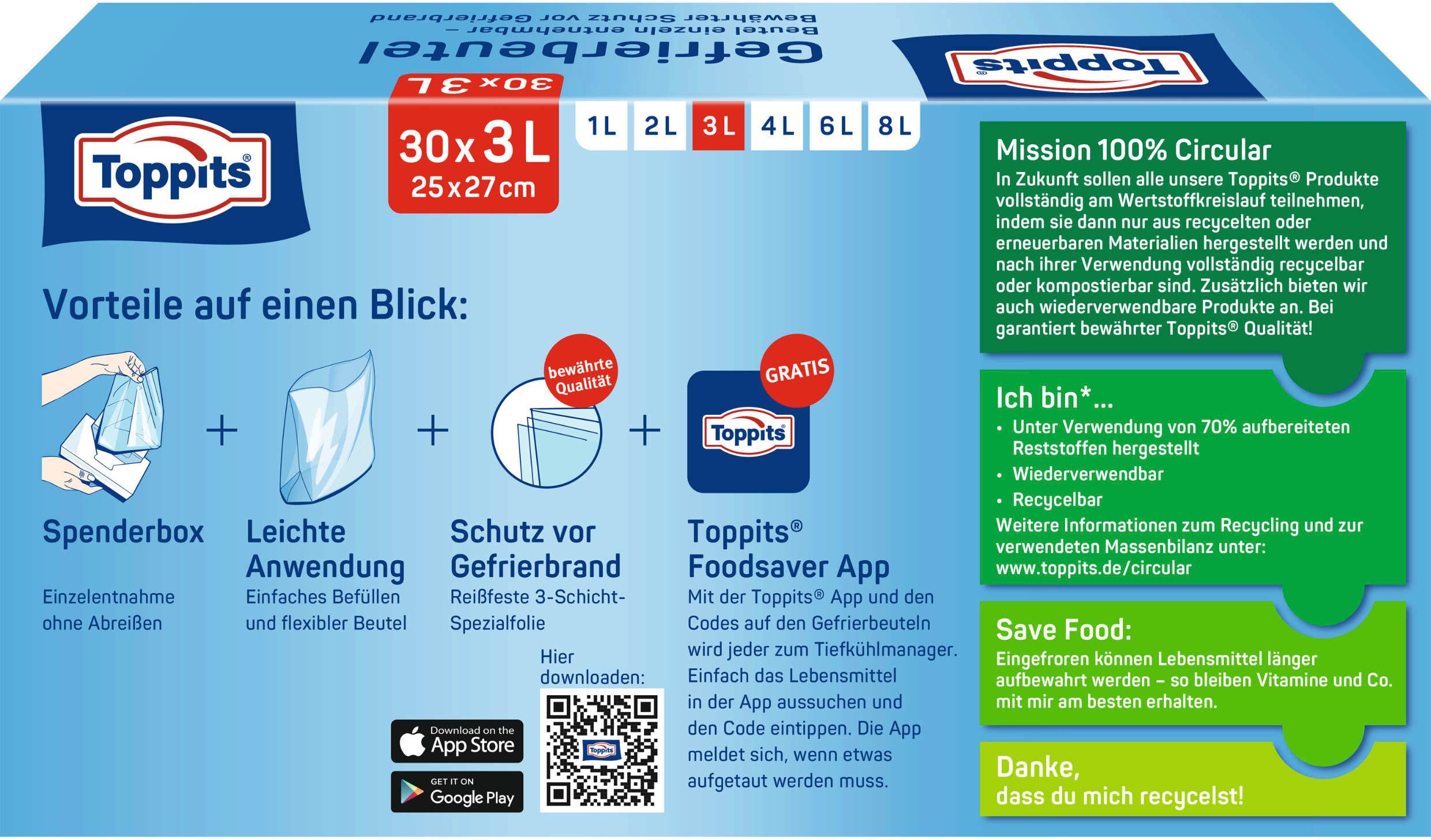 Toppits Gefrierbeutel 3L